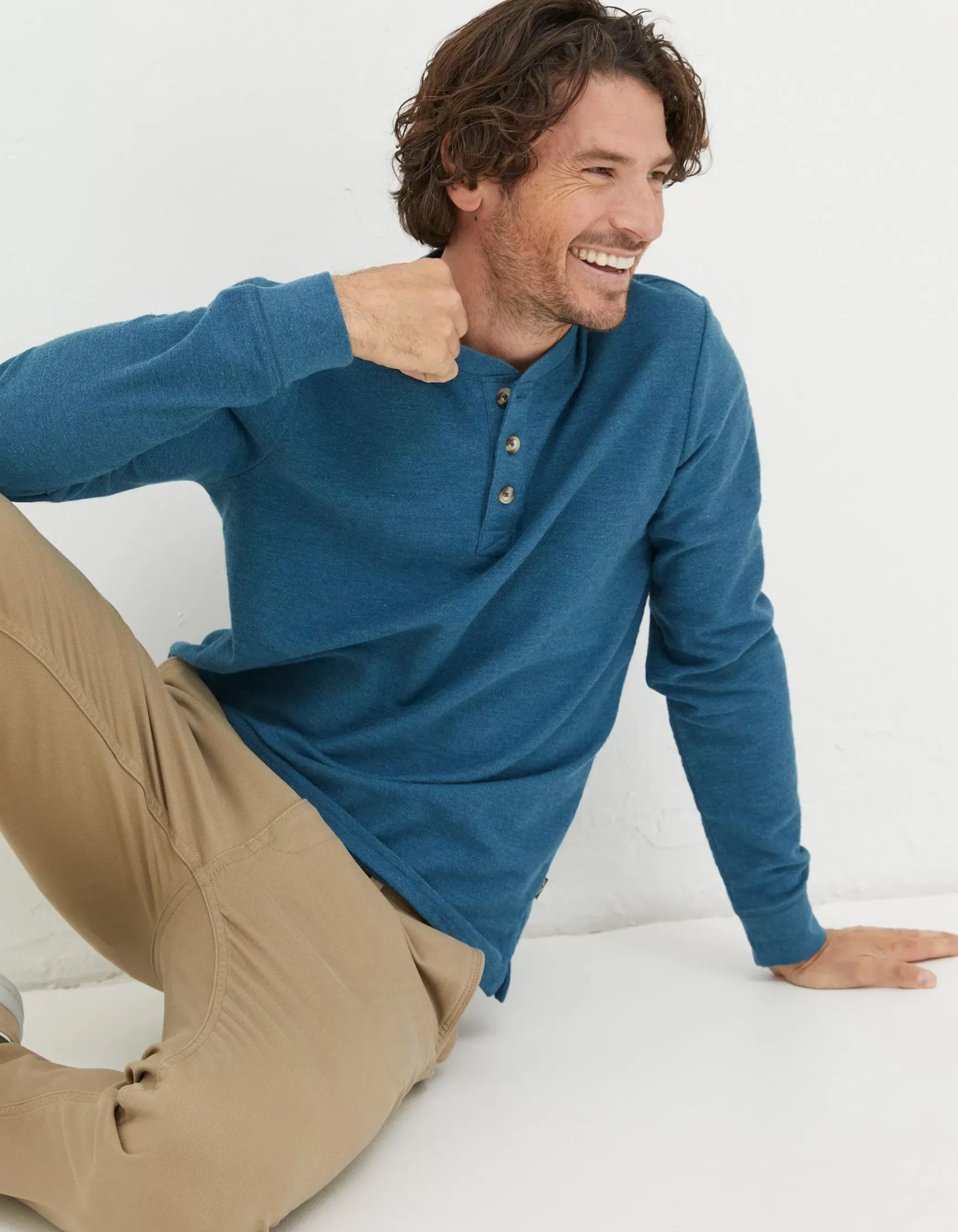 FatFace Long Sleeve Kintbury Henley|Men T-Shirts