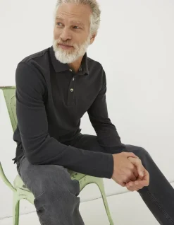 FatFace Long Sleeve Organic Cotton Pique Polo|Men View All