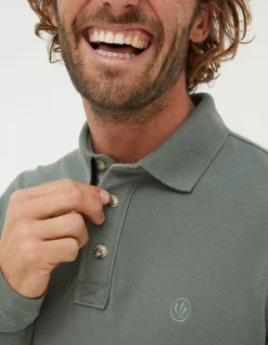 FatFace Long Sleeve Organic Cotton Pique Polo|Men View All