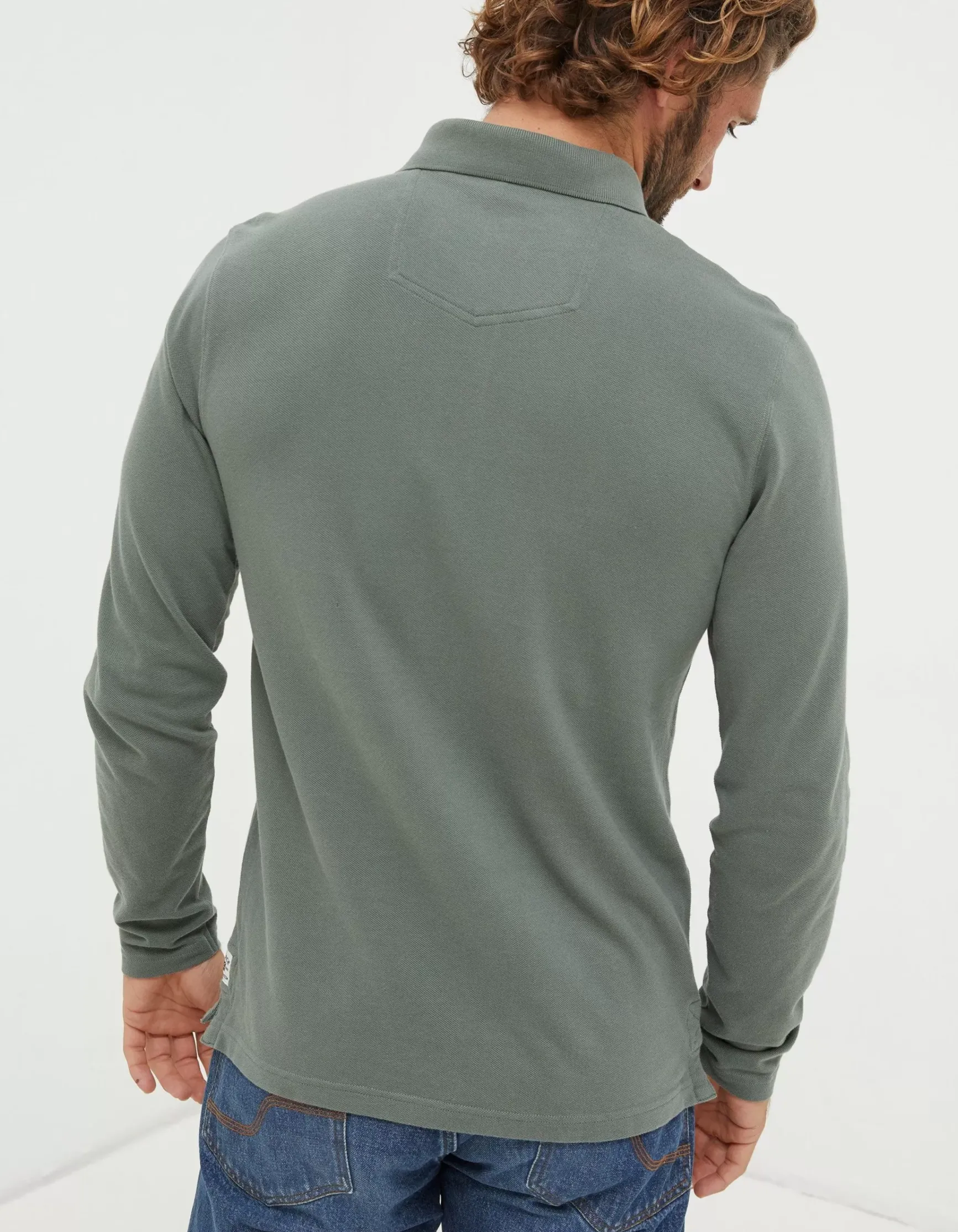 FatFace Long Sleeve Organic Cotton Pique Polo|Men View All