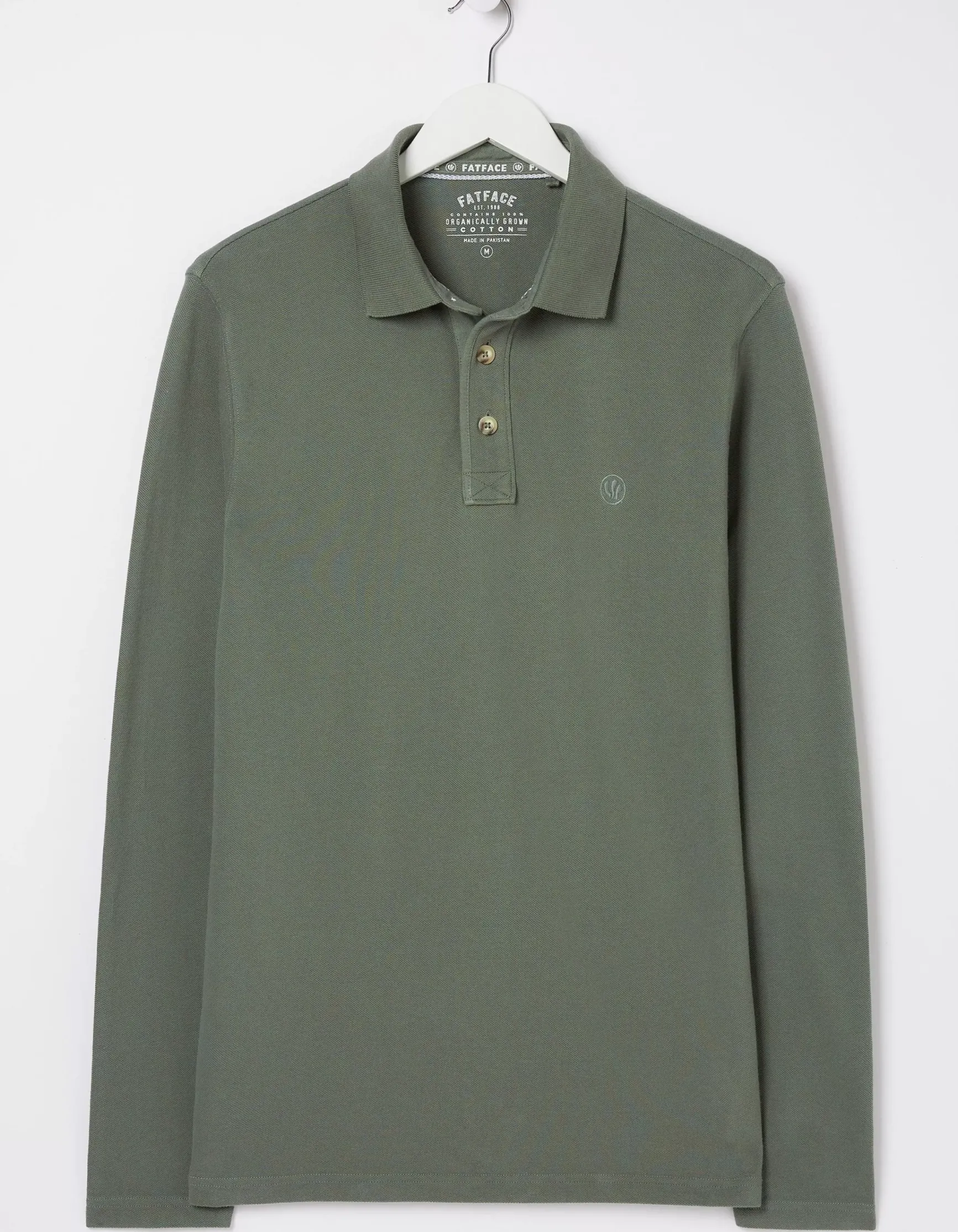 FatFace Long Sleeve Organic Cotton Pique Polo|Men View All
