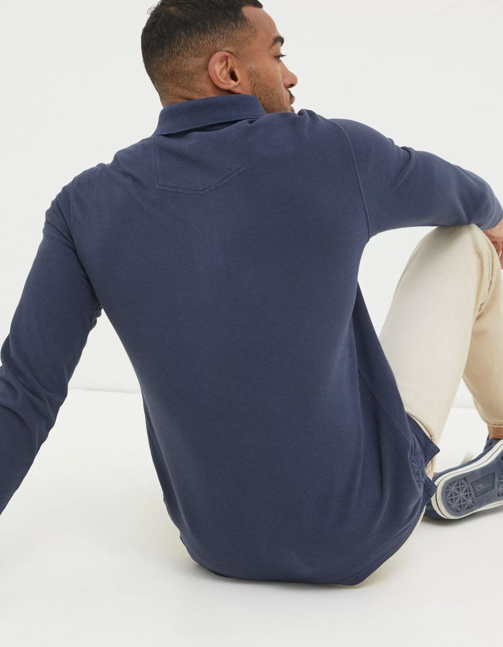 FatFace Long Sleeve Organic Pique Polo|Men Polo Shirts