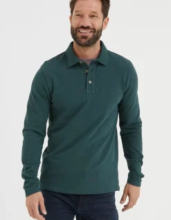 FatFace Long Sleeve Organic Pique Polo|Men Polo Shirts