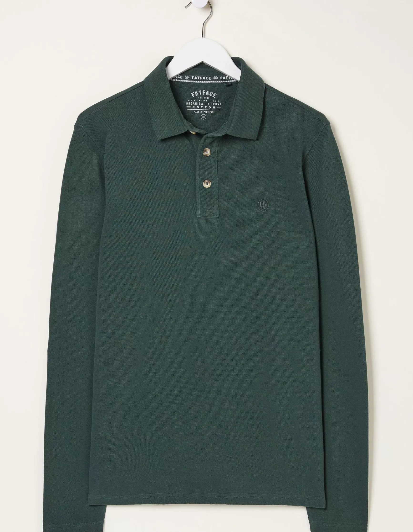 FatFace Long Sleeve Organic Pique Polo|Men Polo Shirts