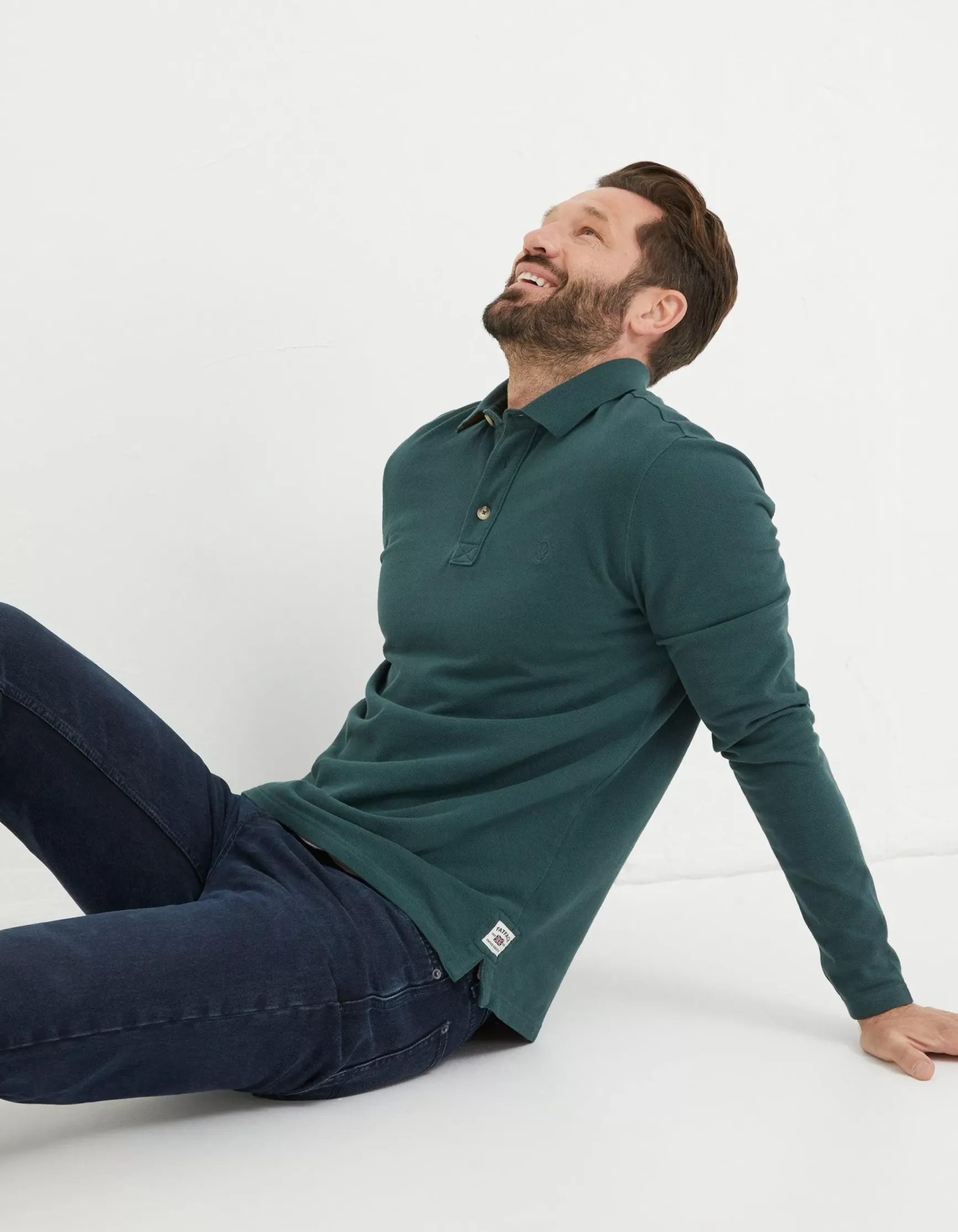 FatFace Long Sleeve Organic Pique Polo|Men Polo Shirts