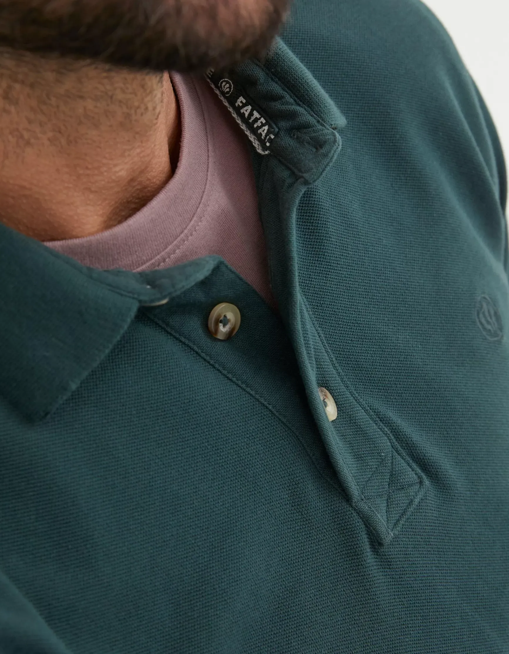 FatFace Long Sleeve Organic Pique Polo|Men Polo Shirts