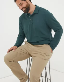 FatFace Long Sleeve Organic Pique Polo|Men Polo Shirts