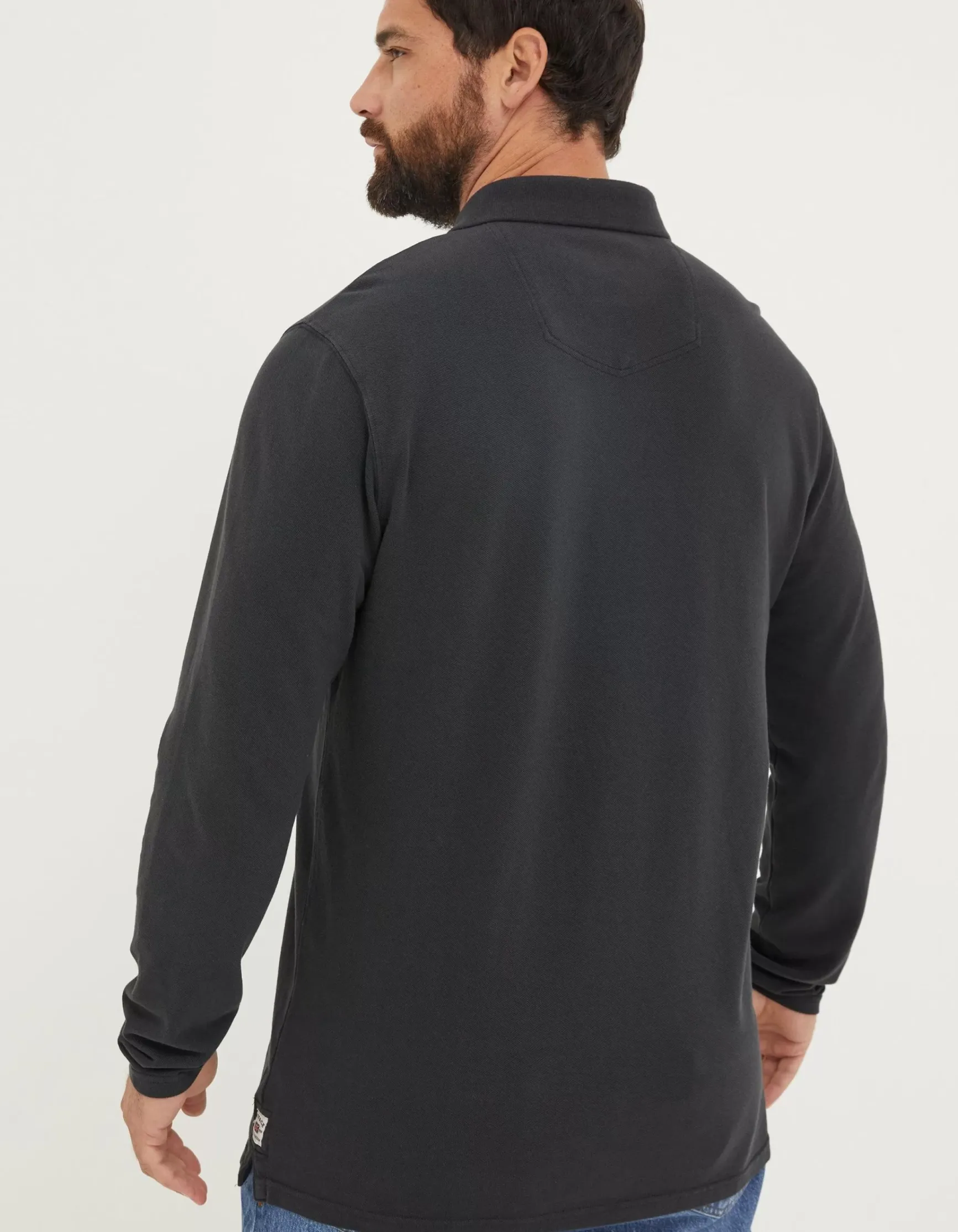 FatFace Long Sleeve Organic Pique Polo|Men Polo Shirts