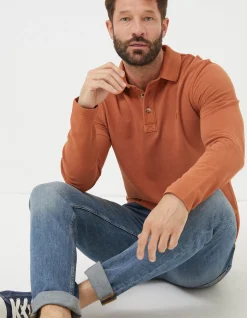 FatFace Long Sleeve Organic Pique Polo|Men View All