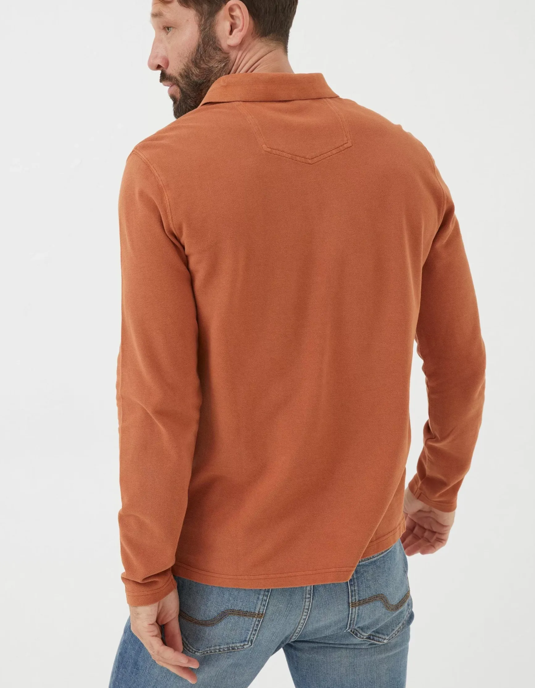 FatFace Long Sleeve Organic Pique Polo|Men View All