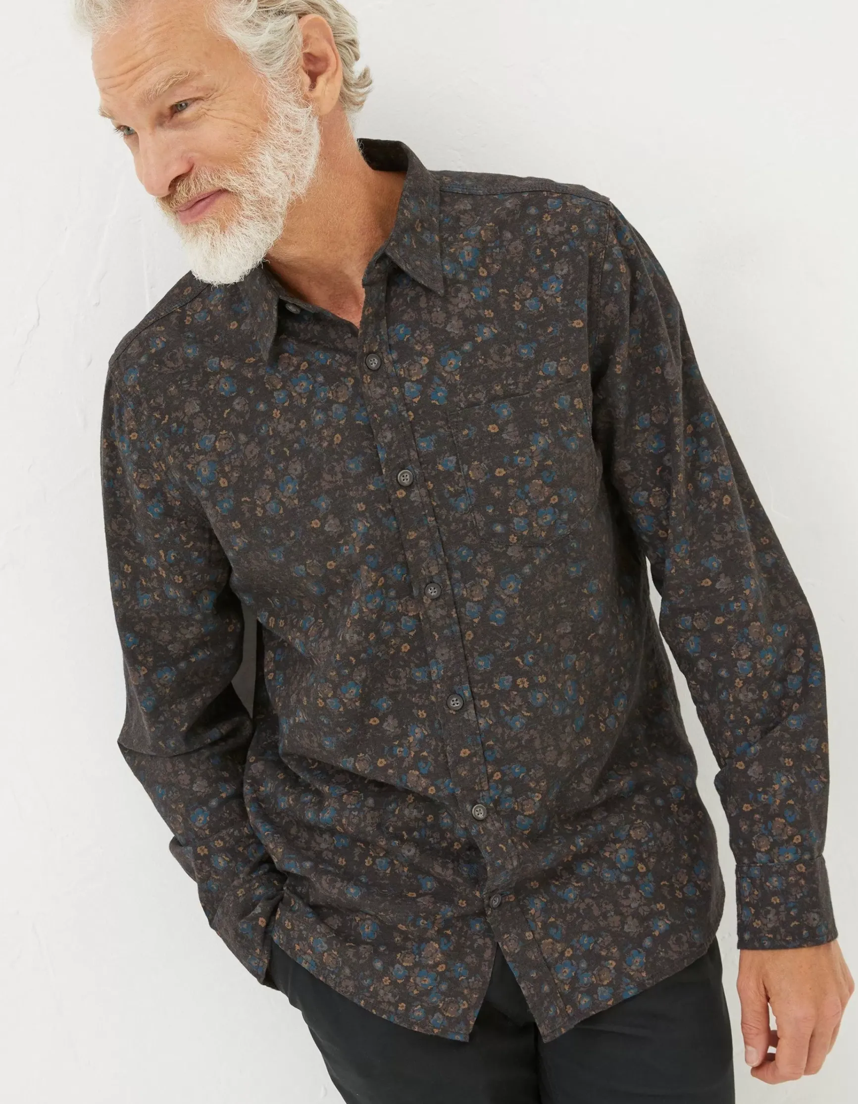FatFace Long Sleeve Painted Floral Print Shirt|Men Shirts