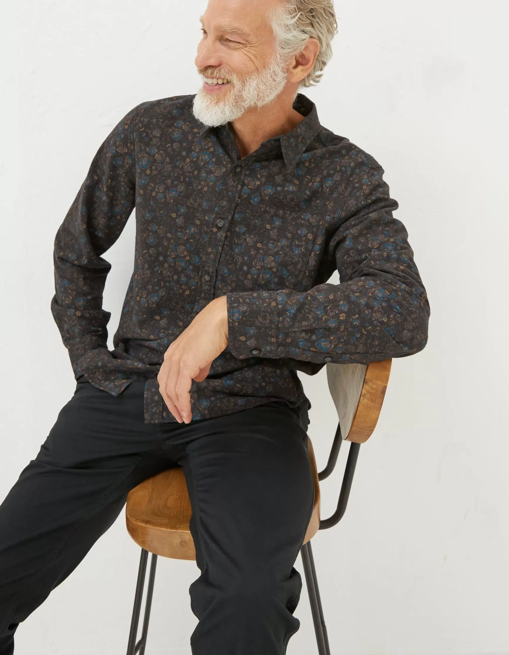 FatFace Long Sleeve Painted Floral Print Shirt|Men Shirts