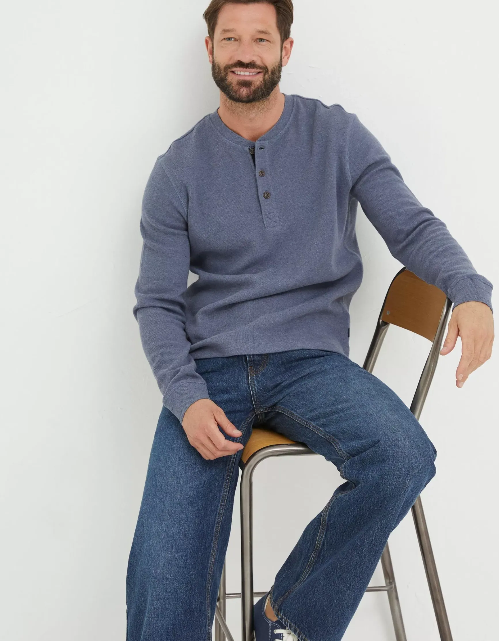 FatFace Long Sleeve Ribbed Henley|Men View All