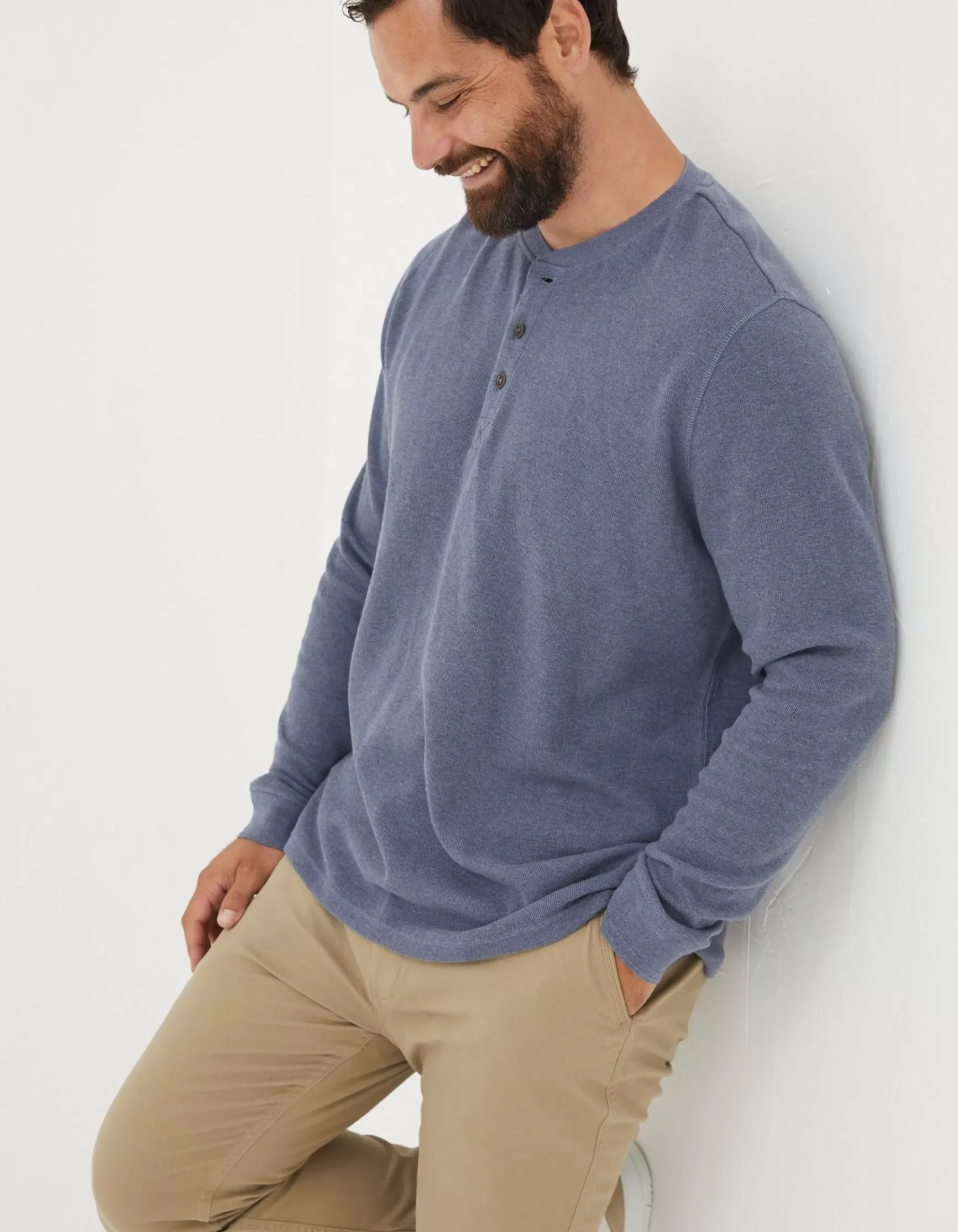 FatFace Long Sleeve Ribbed Henley|Men View All
