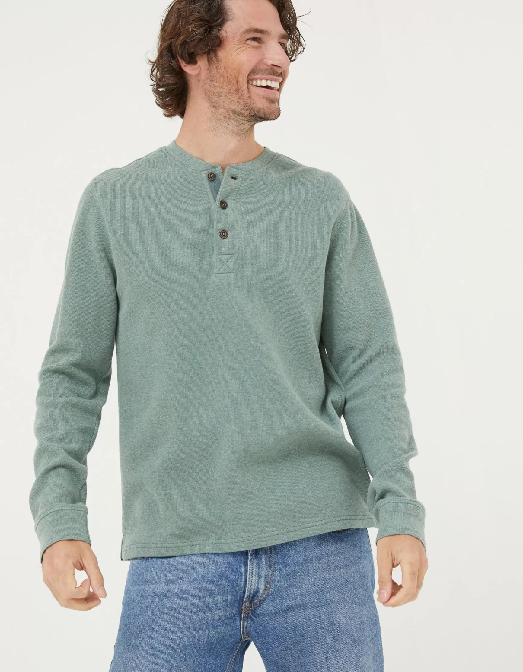 FatFace Long Sleeve Ribbed Henley|Men View All