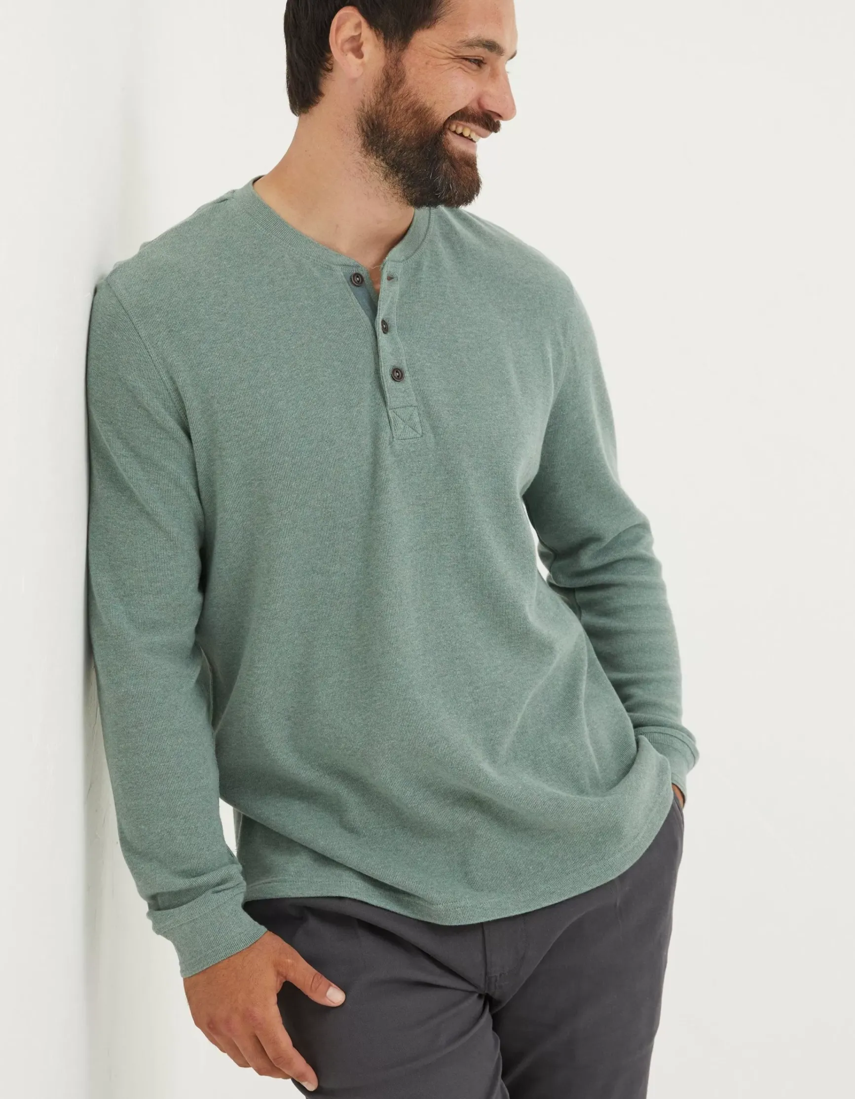 FatFace Long Sleeve Ribbed Henley|Men View All