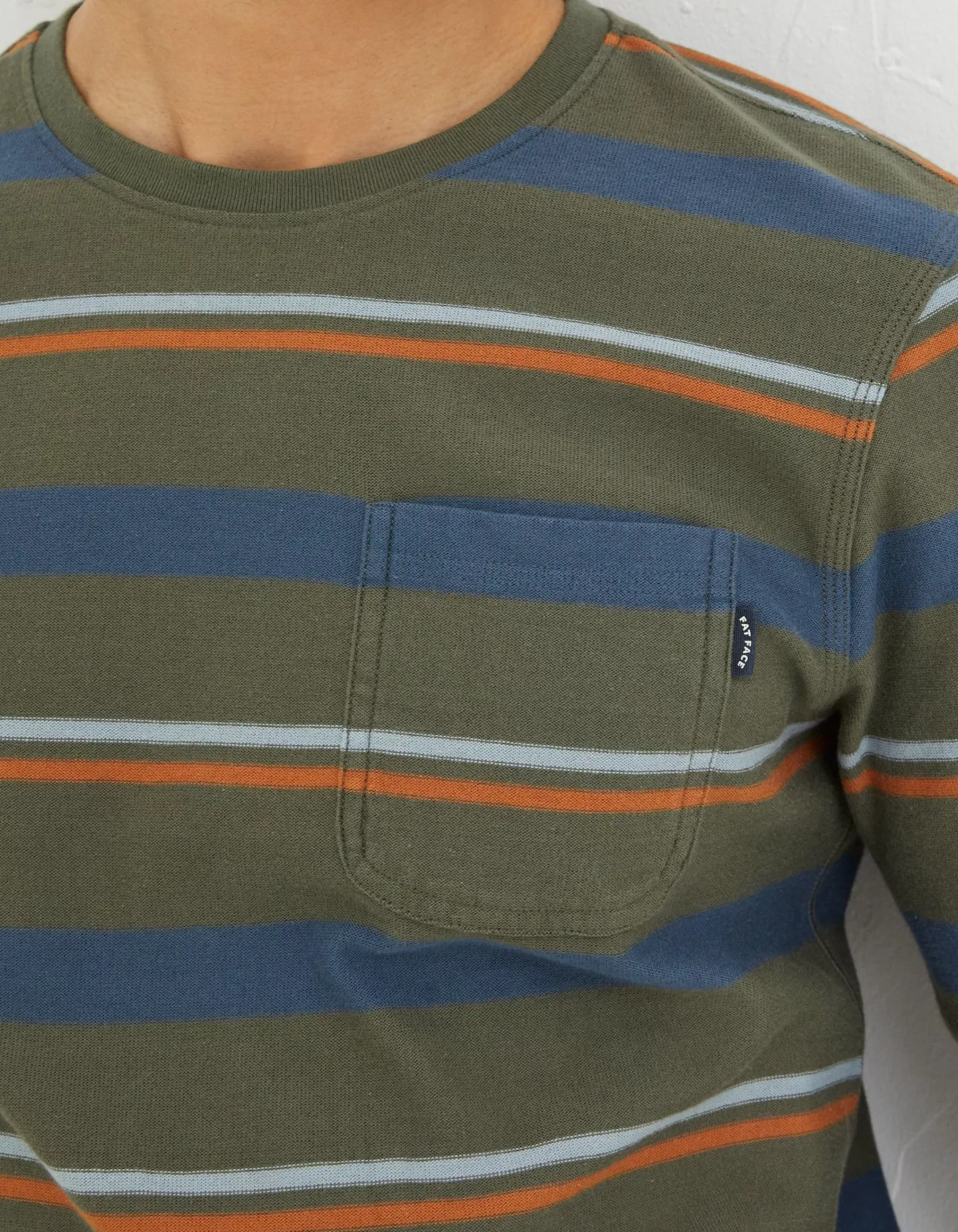 FatFace Long Sleeve Stripe Pocket Crew|Men View All
