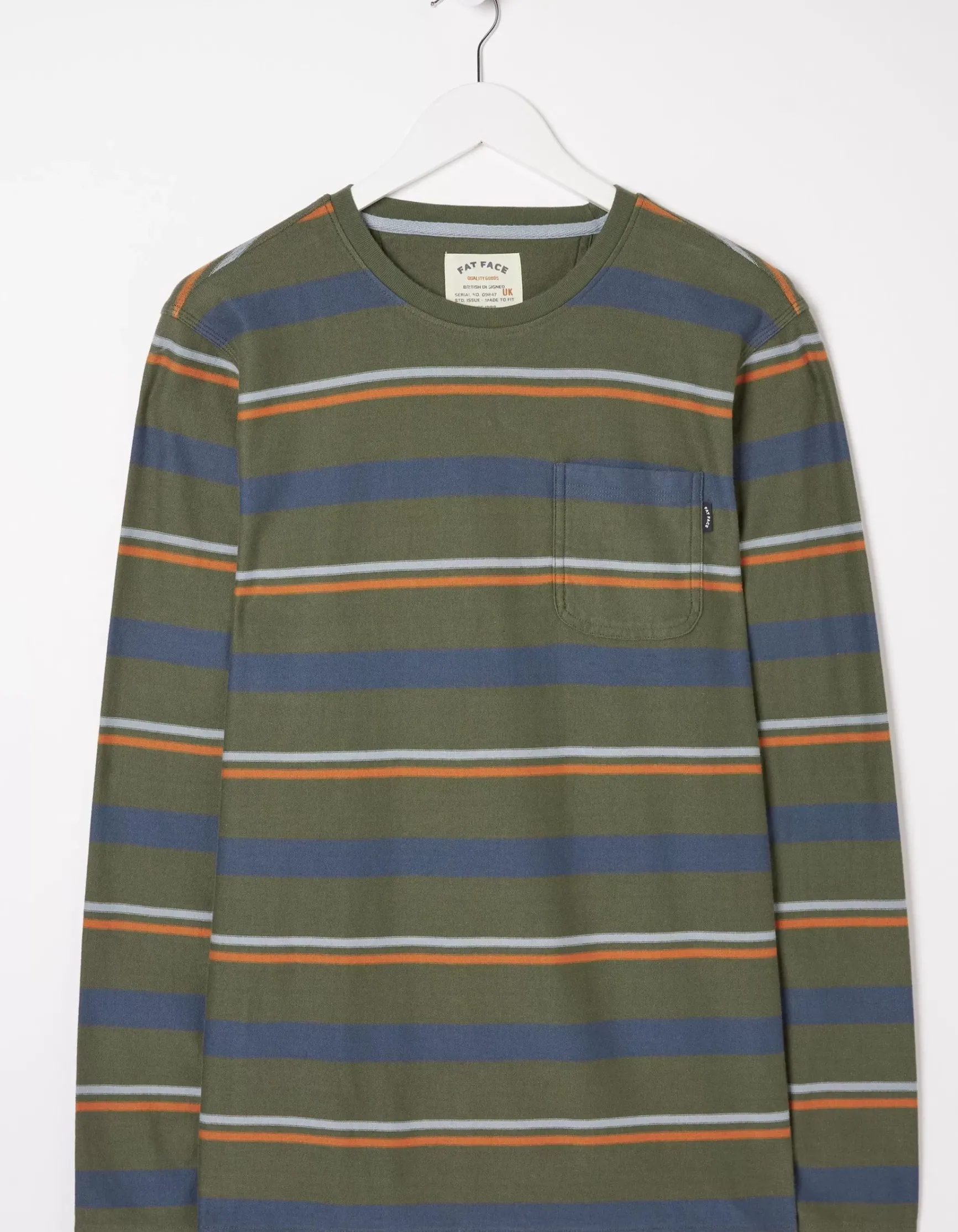 FatFace Long Sleeve Stripe Pocket Crew|Men View All