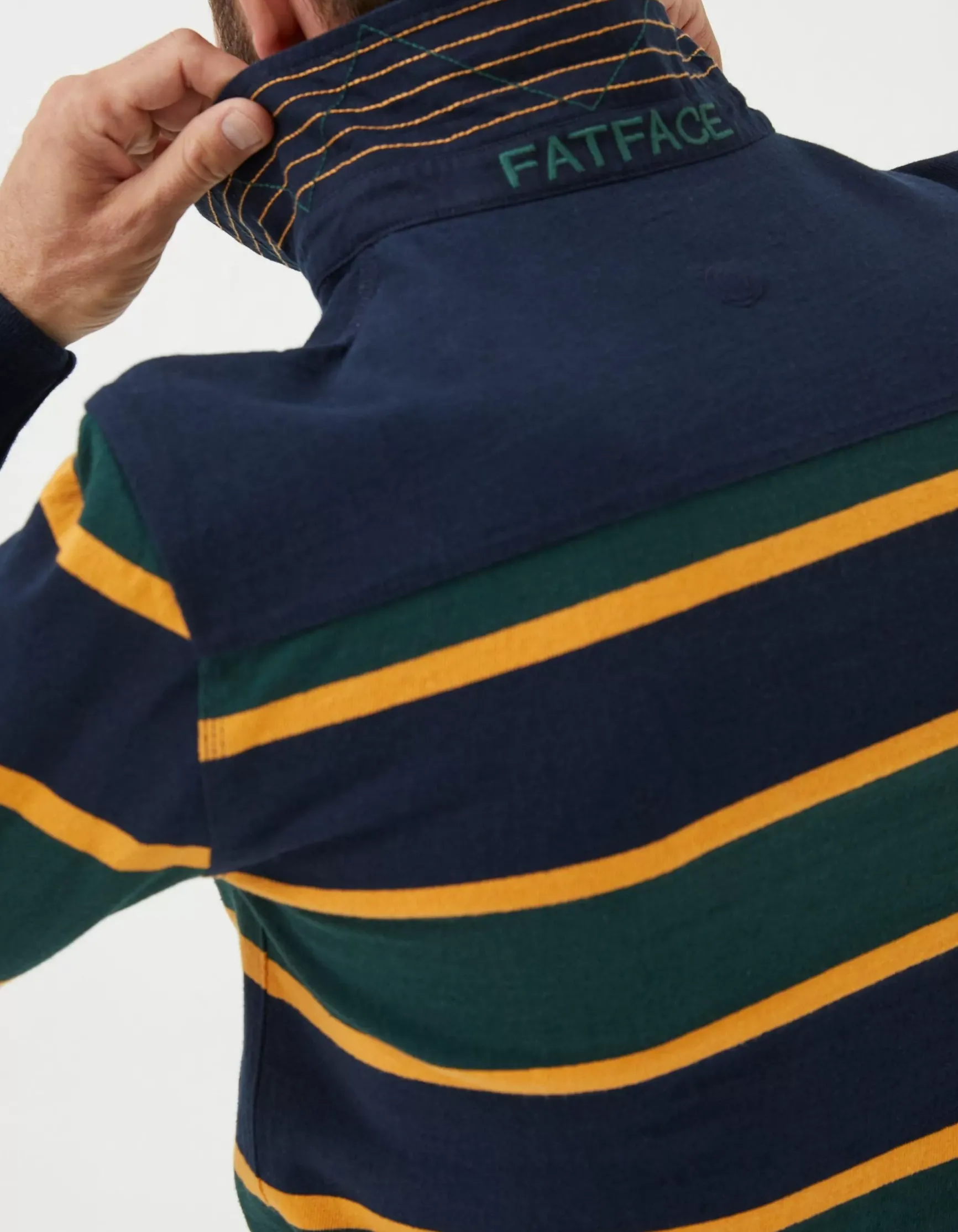 FatFace Long Sleeve Stripe Rugby Sweatshirt|Men T-Shirts