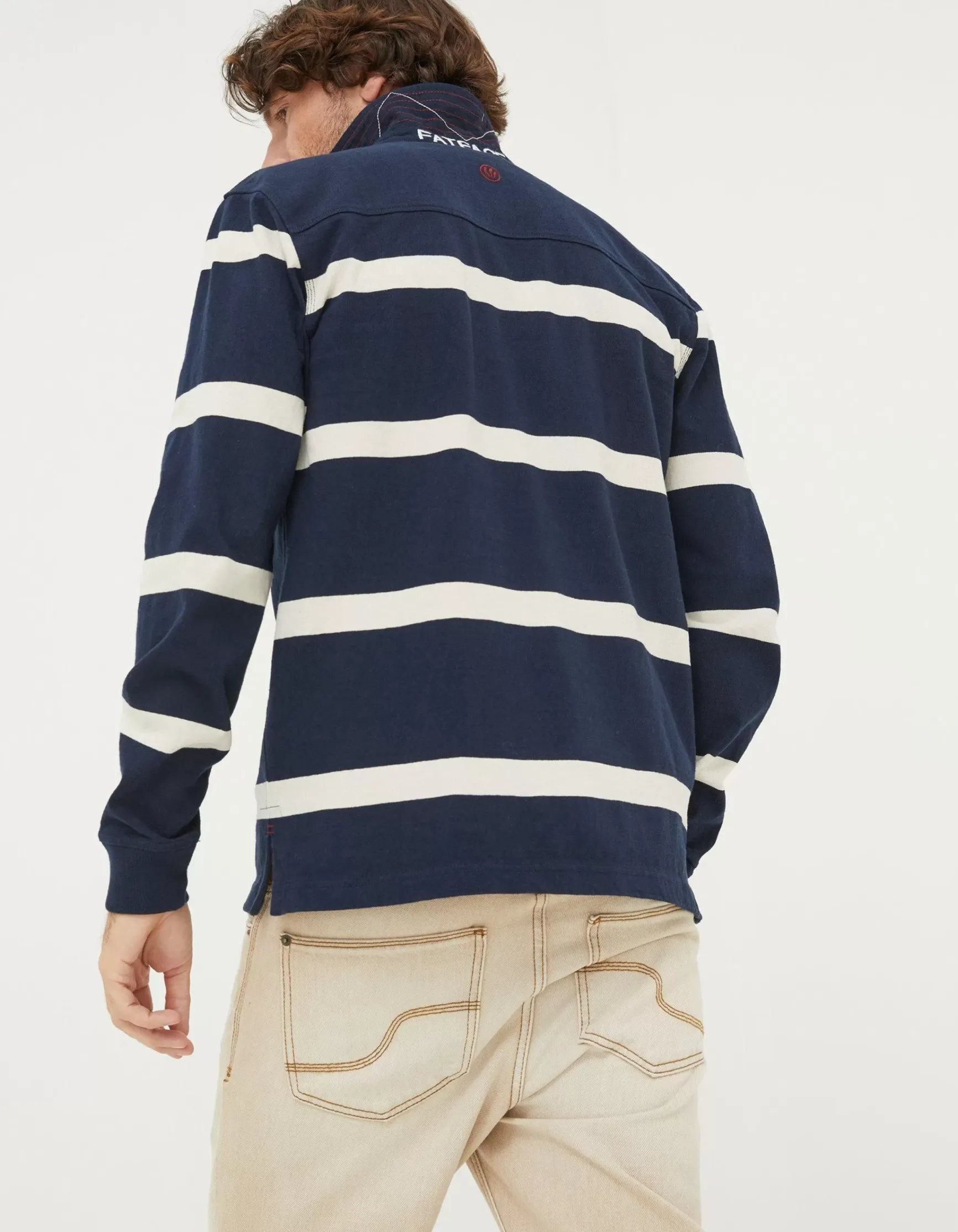 FatFace Long Sleeve Stripe Rugby Shirt|Men T-Shirts