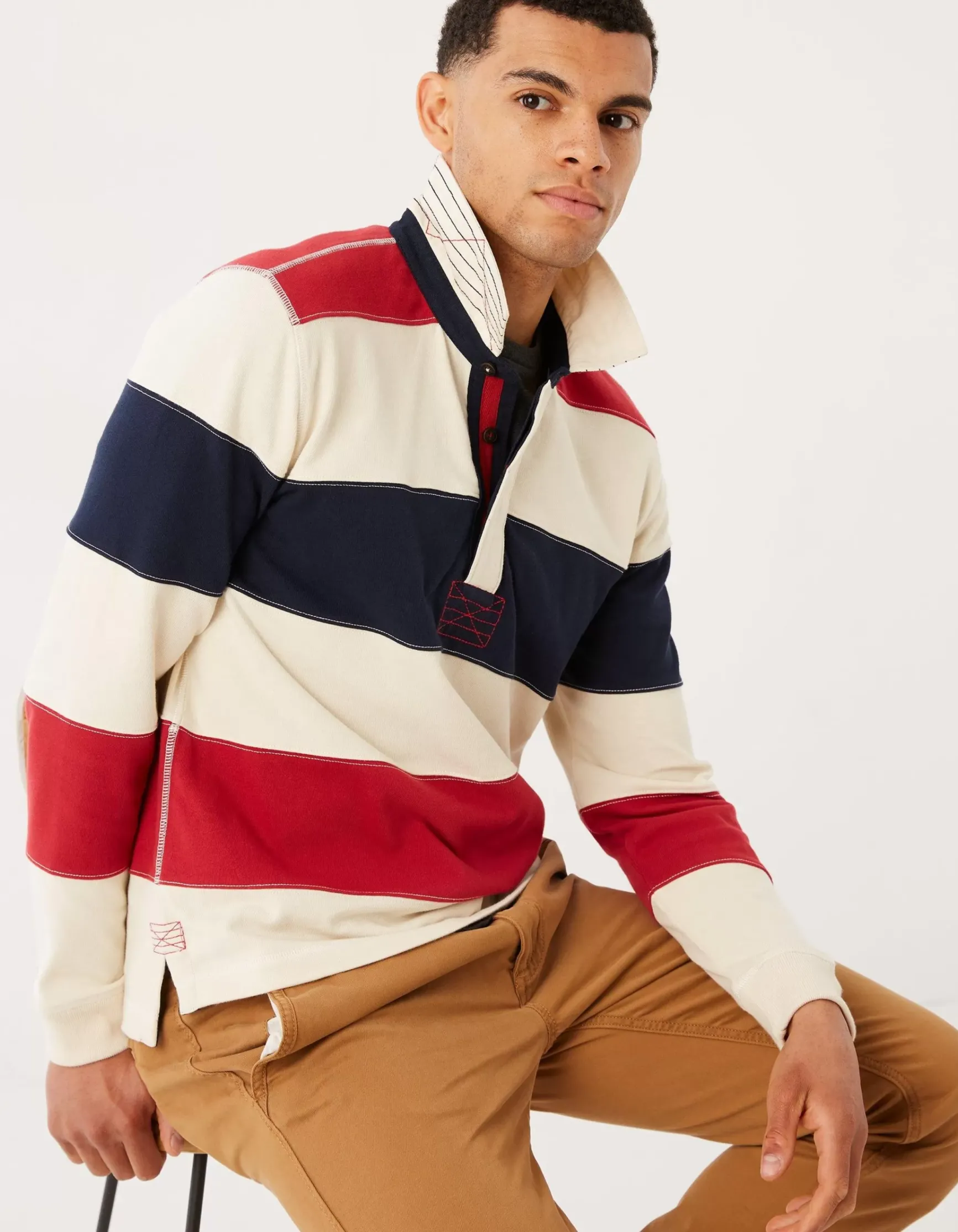 FatFace Long Sleeve Stripe Rugby Sweat|Men Rugby Shirts