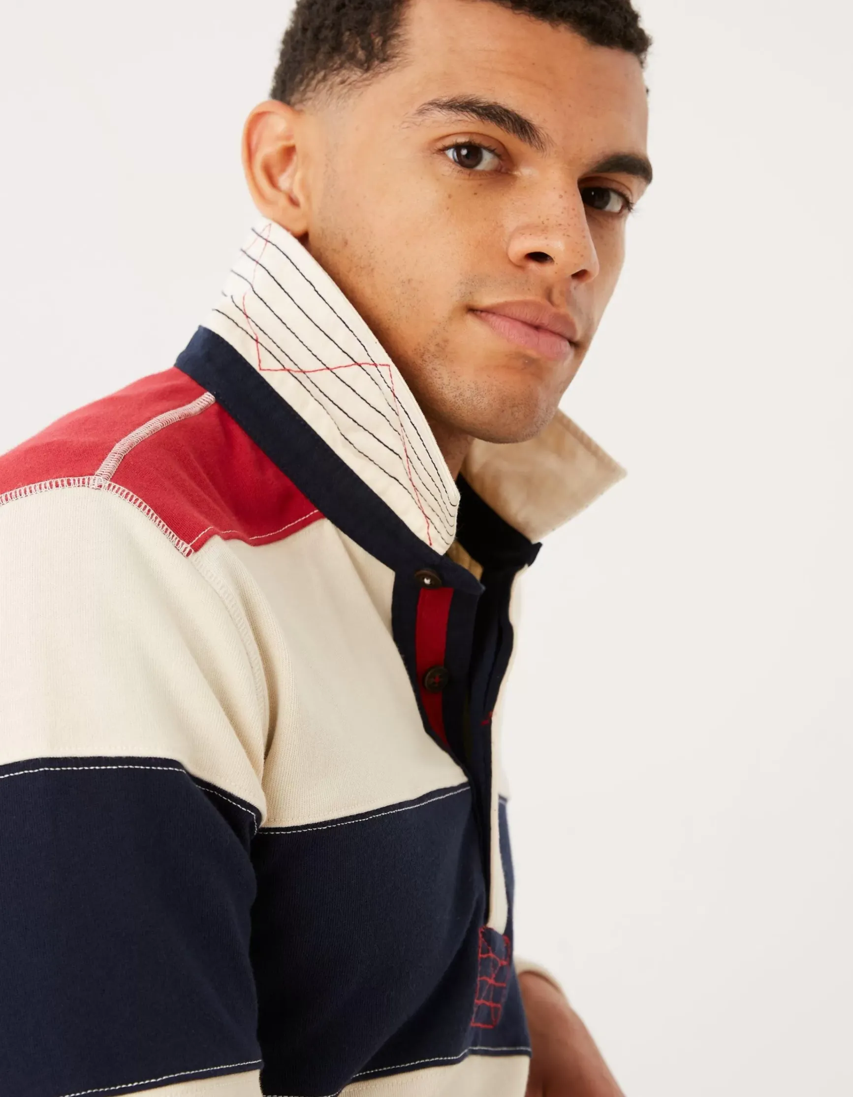 FatFace Long Sleeve Stripe Rugby Sweat|Men Rugby Shirts