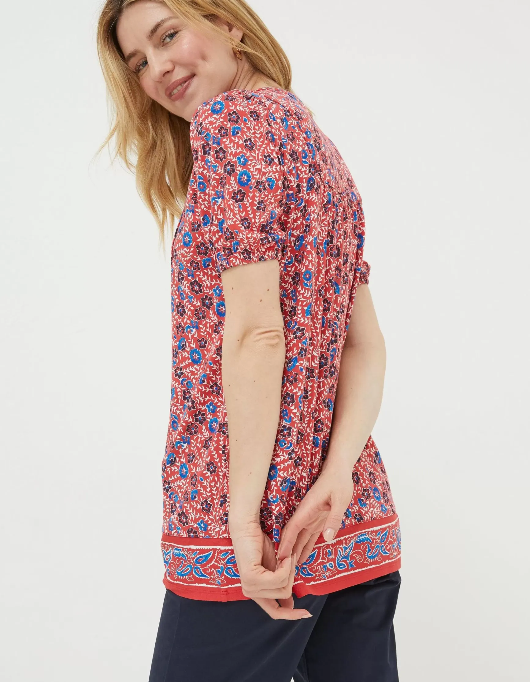 FatFace Lou Woodblock Meadow Tunic Top|Women Tops & T-Shirts