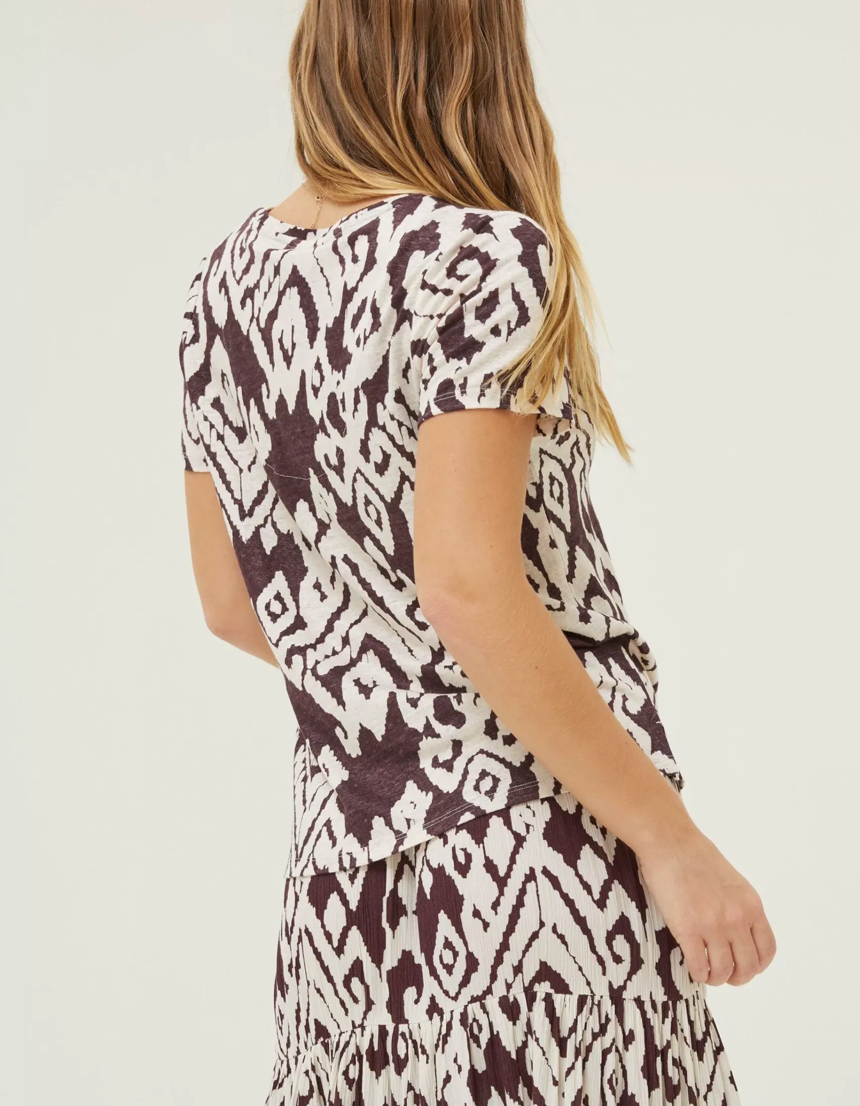 FatFace Maggie Bold Ikat Linen T-Shirt|Women Tops & T-Shirts