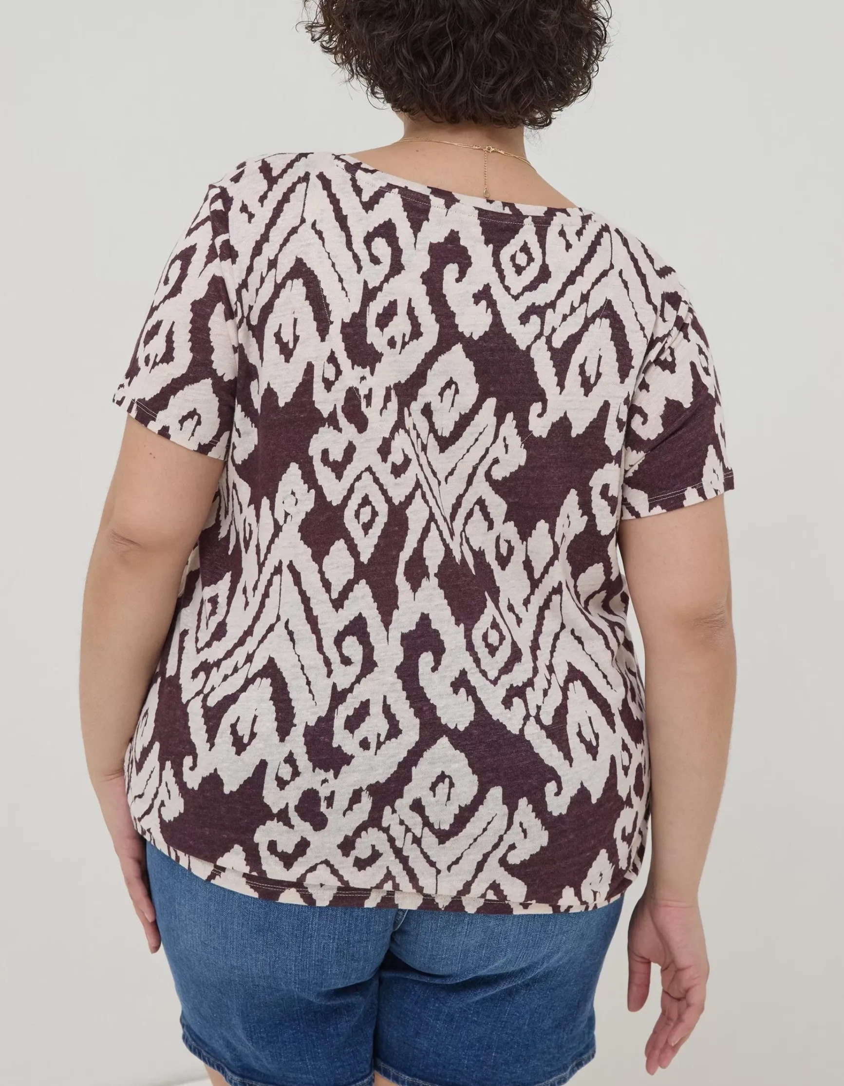 FatFace Maggie Bold Ikat Linen T-Shirt|Women Tops & T-Shirts
