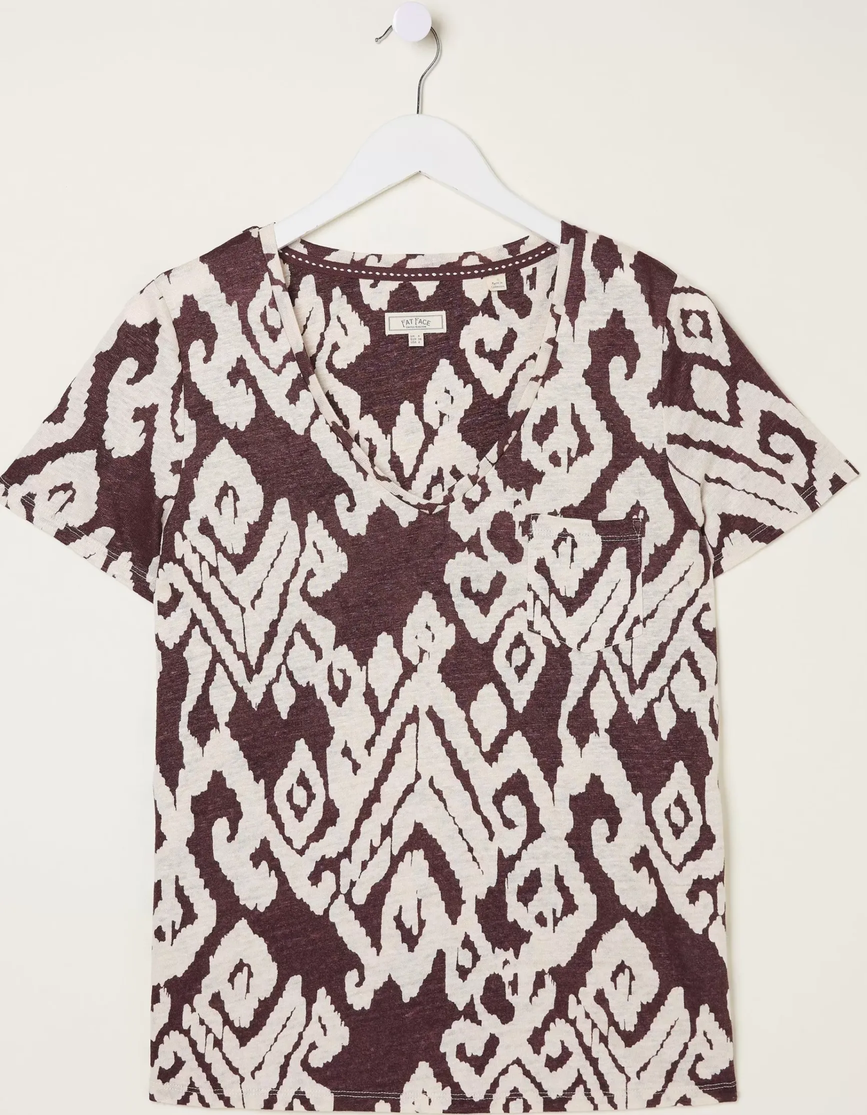 FatFace Maggie Bold Ikat Linen T-Shirt|Women Tops & T-Shirts