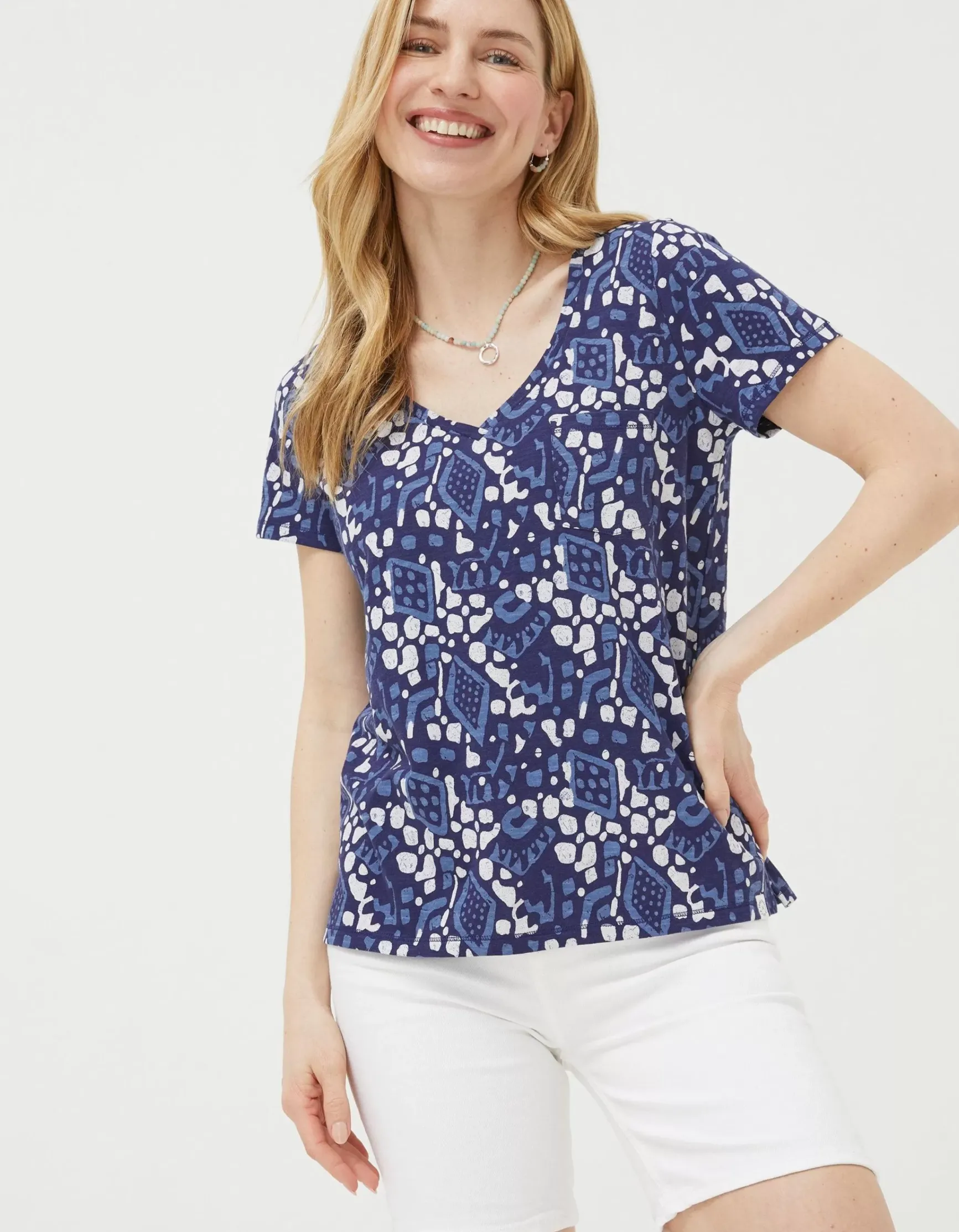 FatFace Maggie Geo Batik T-Shirt|Women Tops & T-Shirts