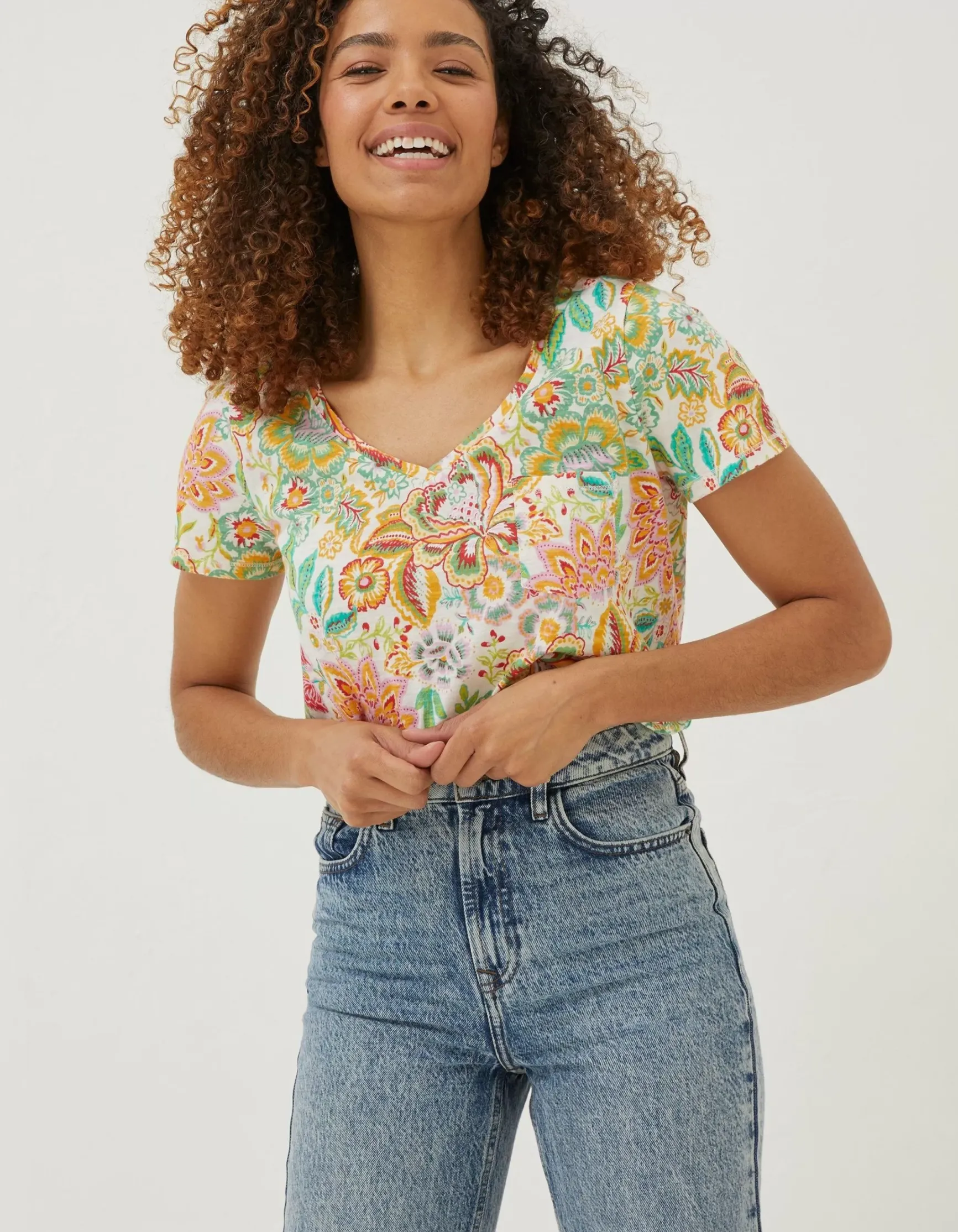 FatFace Maggie Paradise Floral T-Shirt|Women Tops & T-Shirts