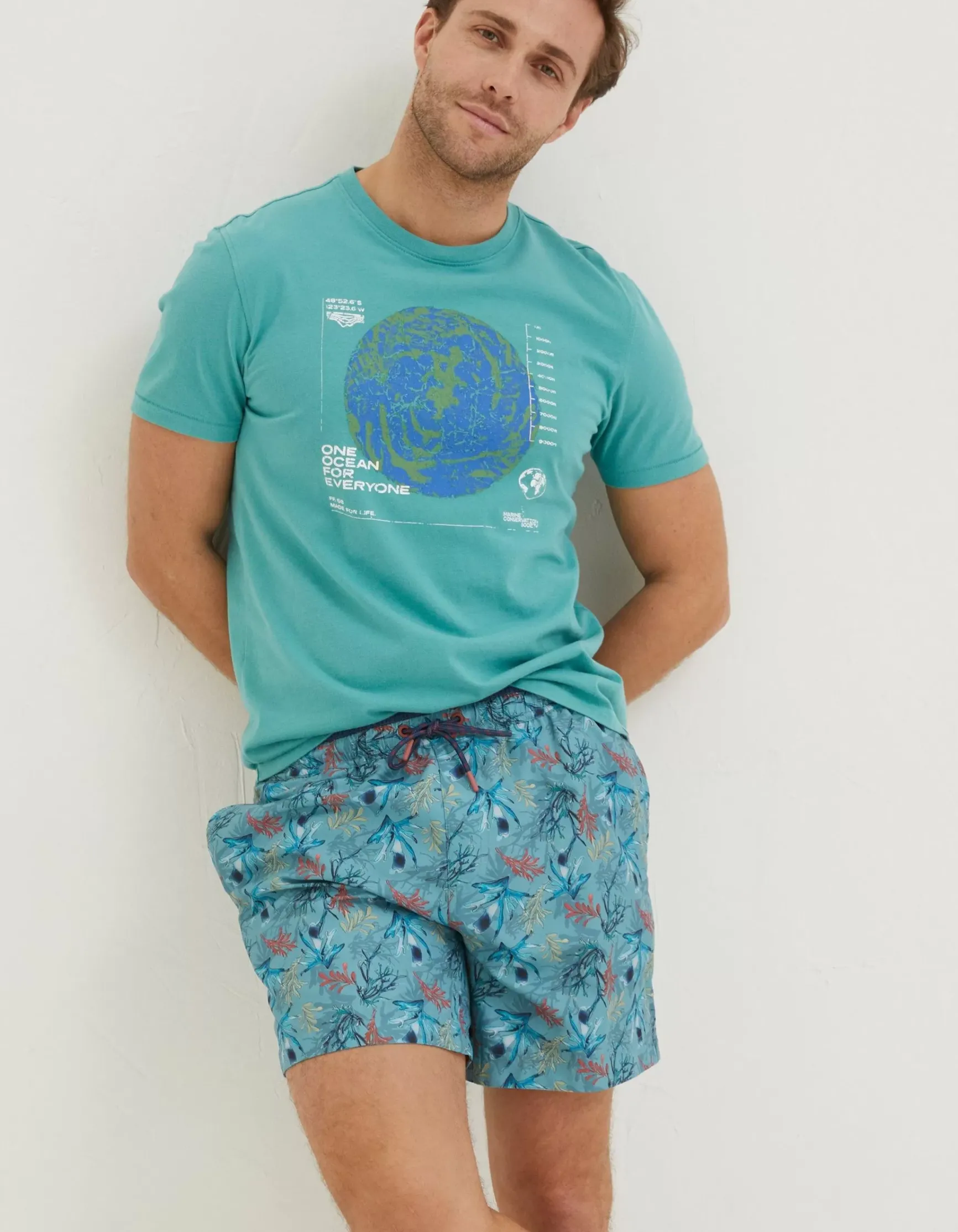 FatFace Mcs Organic One Ocean T-Shirt|Men T-Shirts