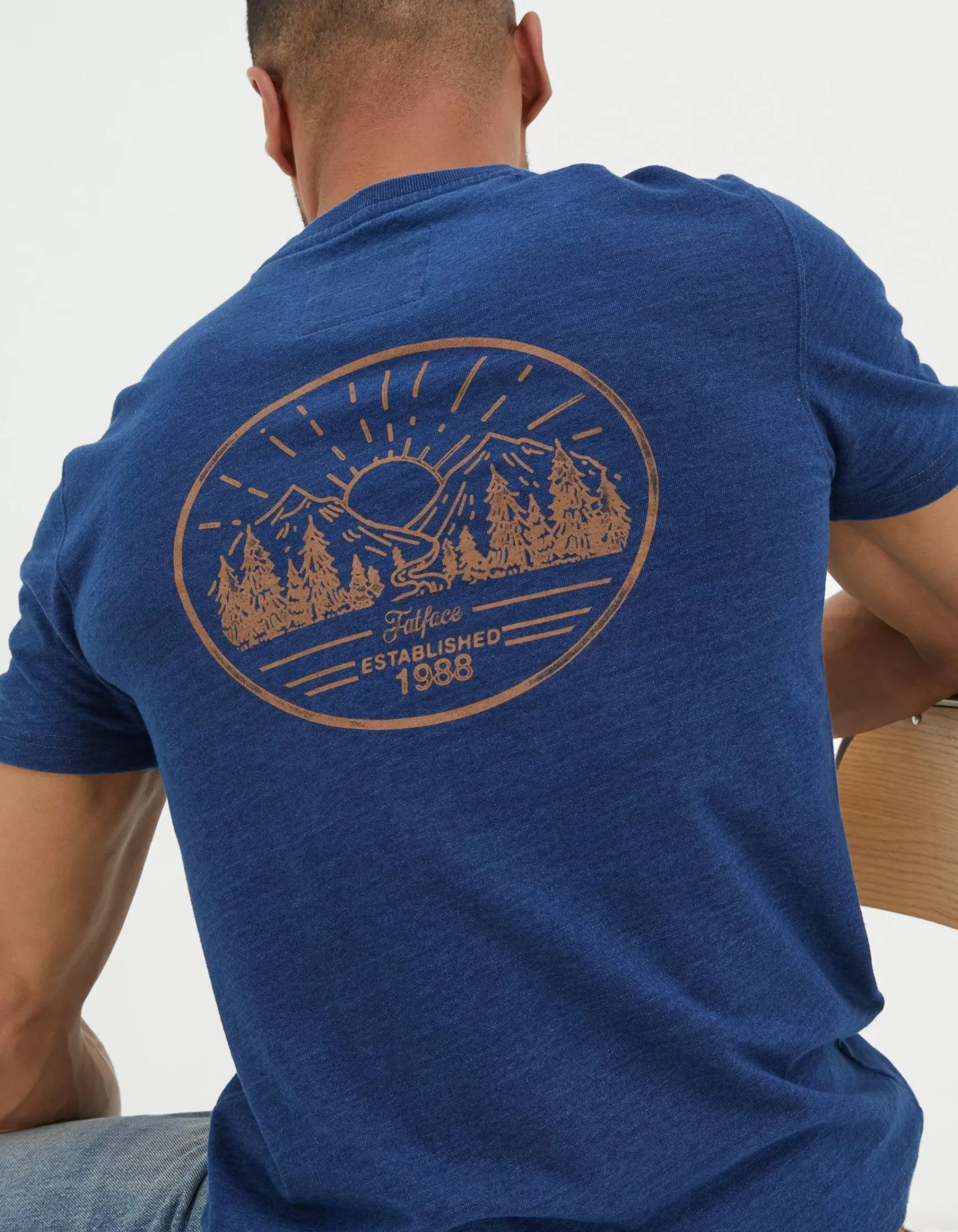 FatFace Mountain Indigo T-Shirt|Men T-Shirts