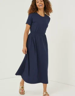 FatFace Navi Jersey Midi Dress|Women Dresses