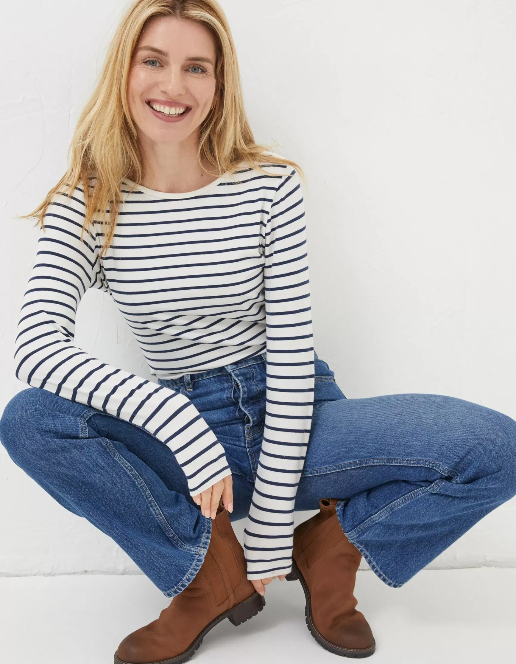 FatFace Organic Cotton Breton T Shirt|Women Tops & T-Shirts