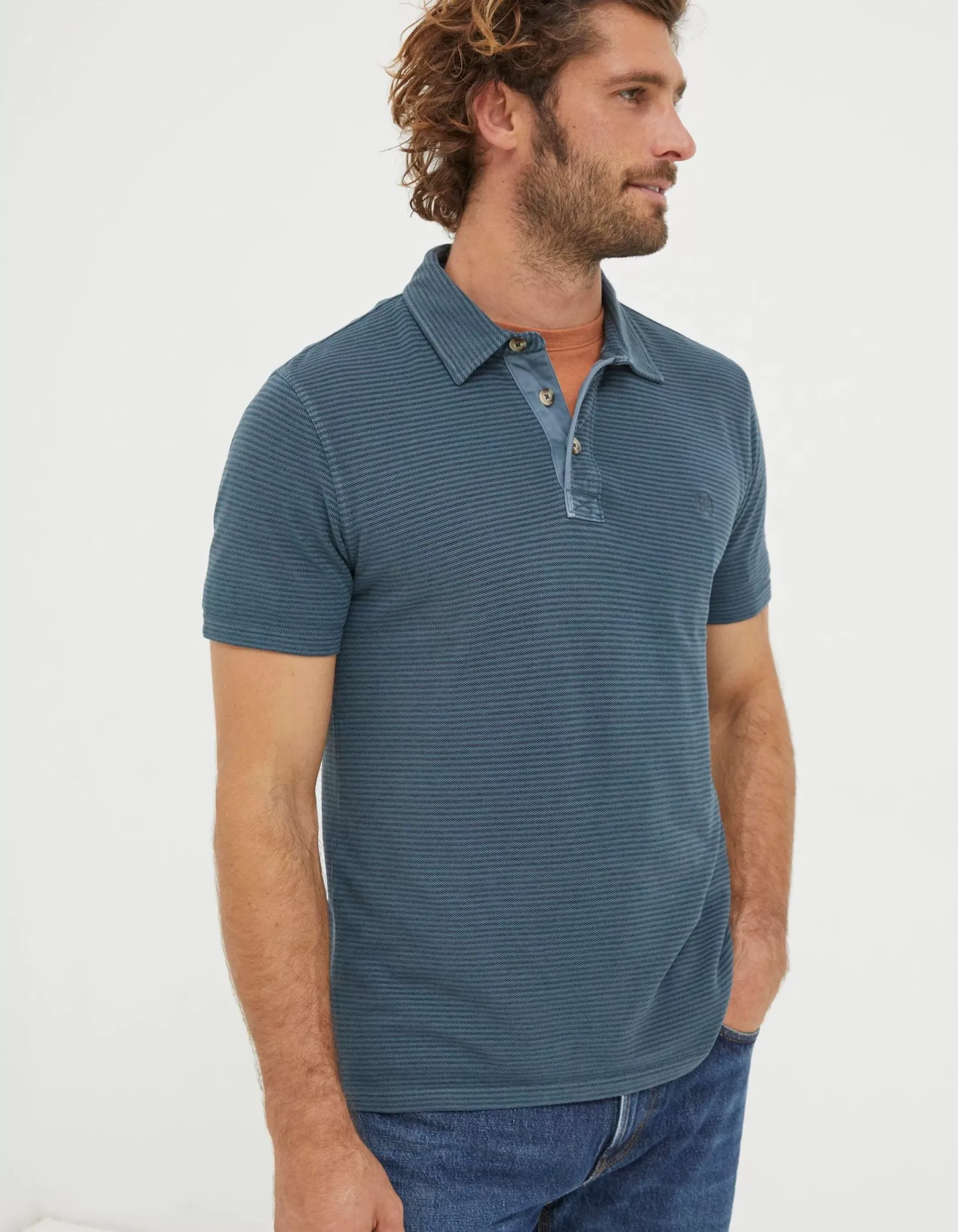 FatFace Organic Cotton Fine Stripe Polo|Men View All