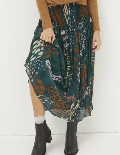 FatFace Paignton Landscape Pleated Midi Skirt|Women View All