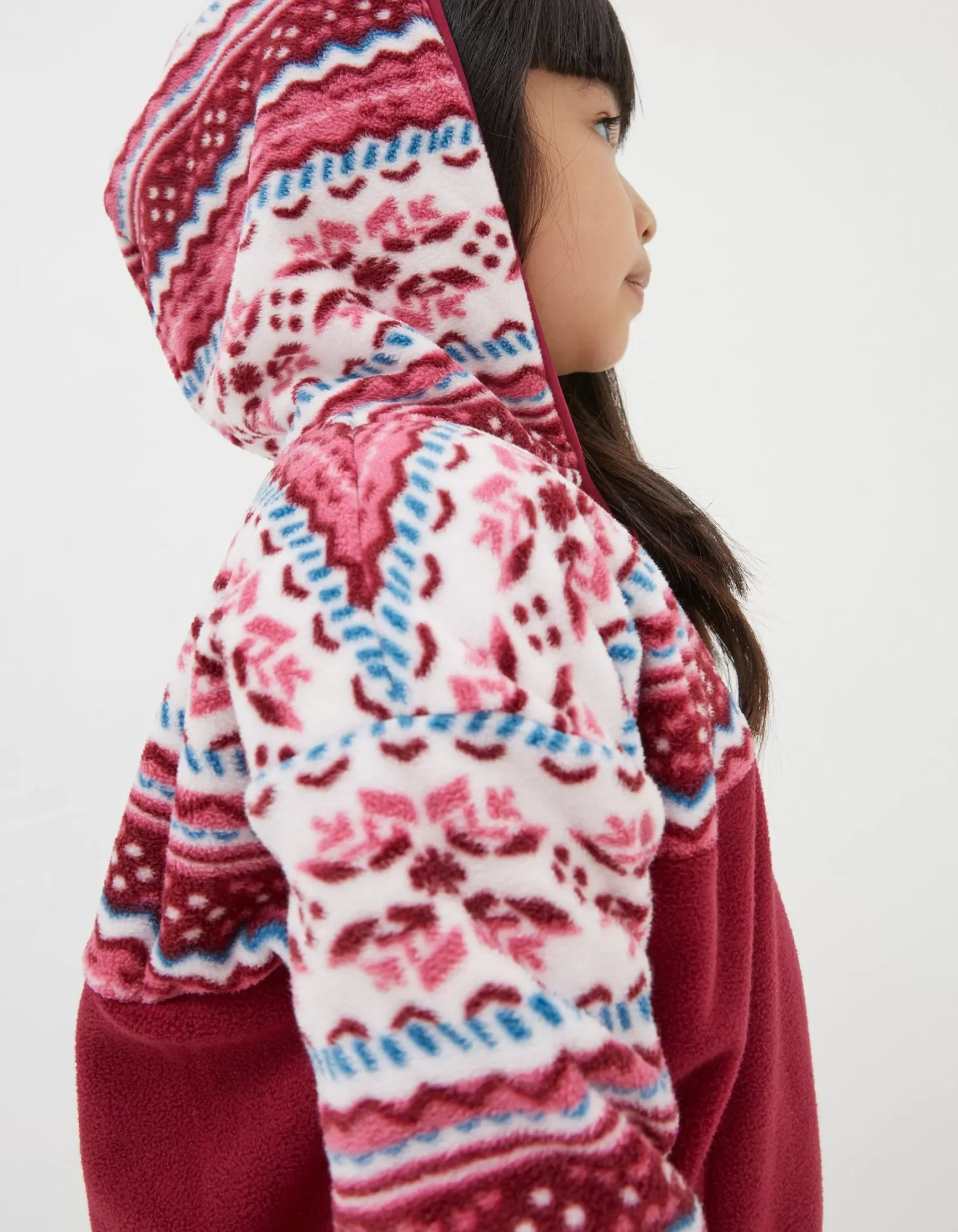 FatFace Patterned Microfleece Hoodie|Girls View All
