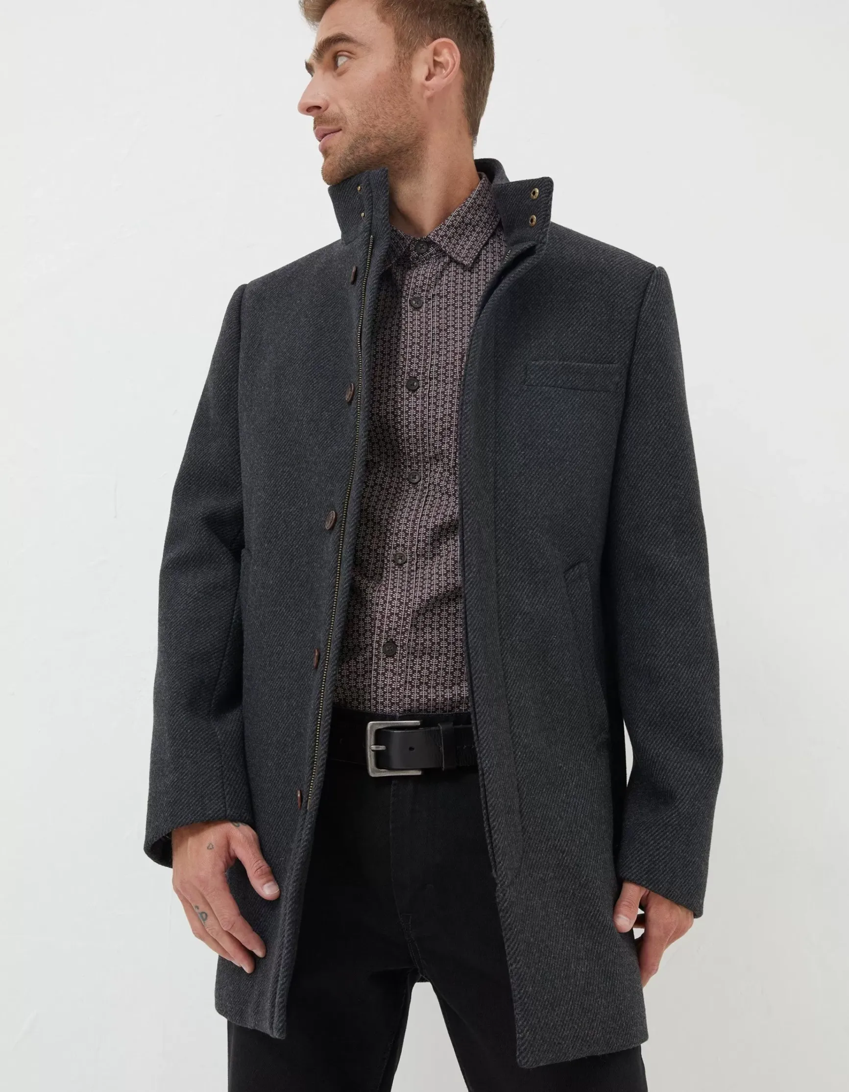 FatFace Pendeen Wool Blend Overcoat|Men View All