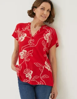 FatFace Piper Batik Red Tunic|Women Shirts & Blouses