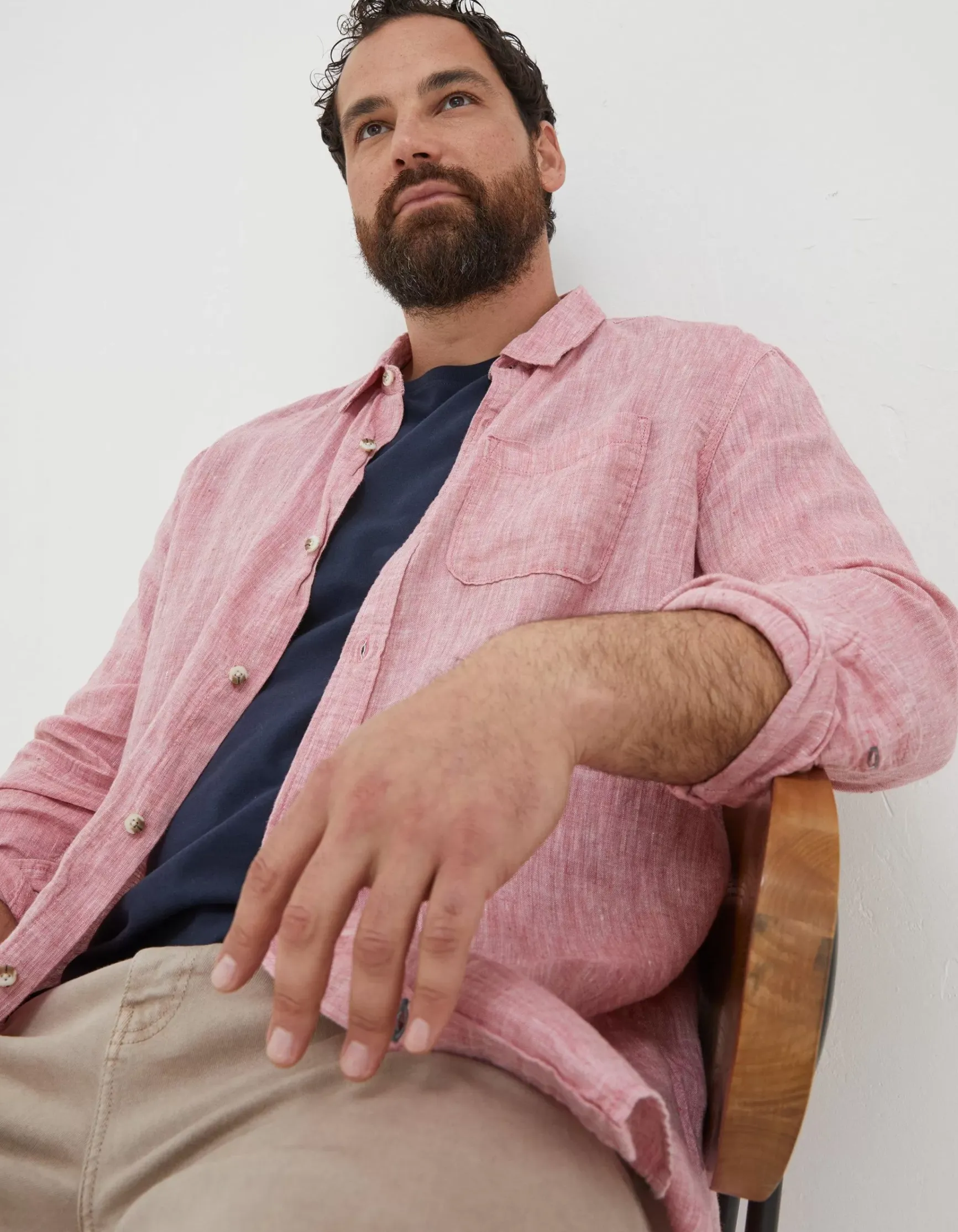 FatFace Plain Linen Shirt|Men Shirts