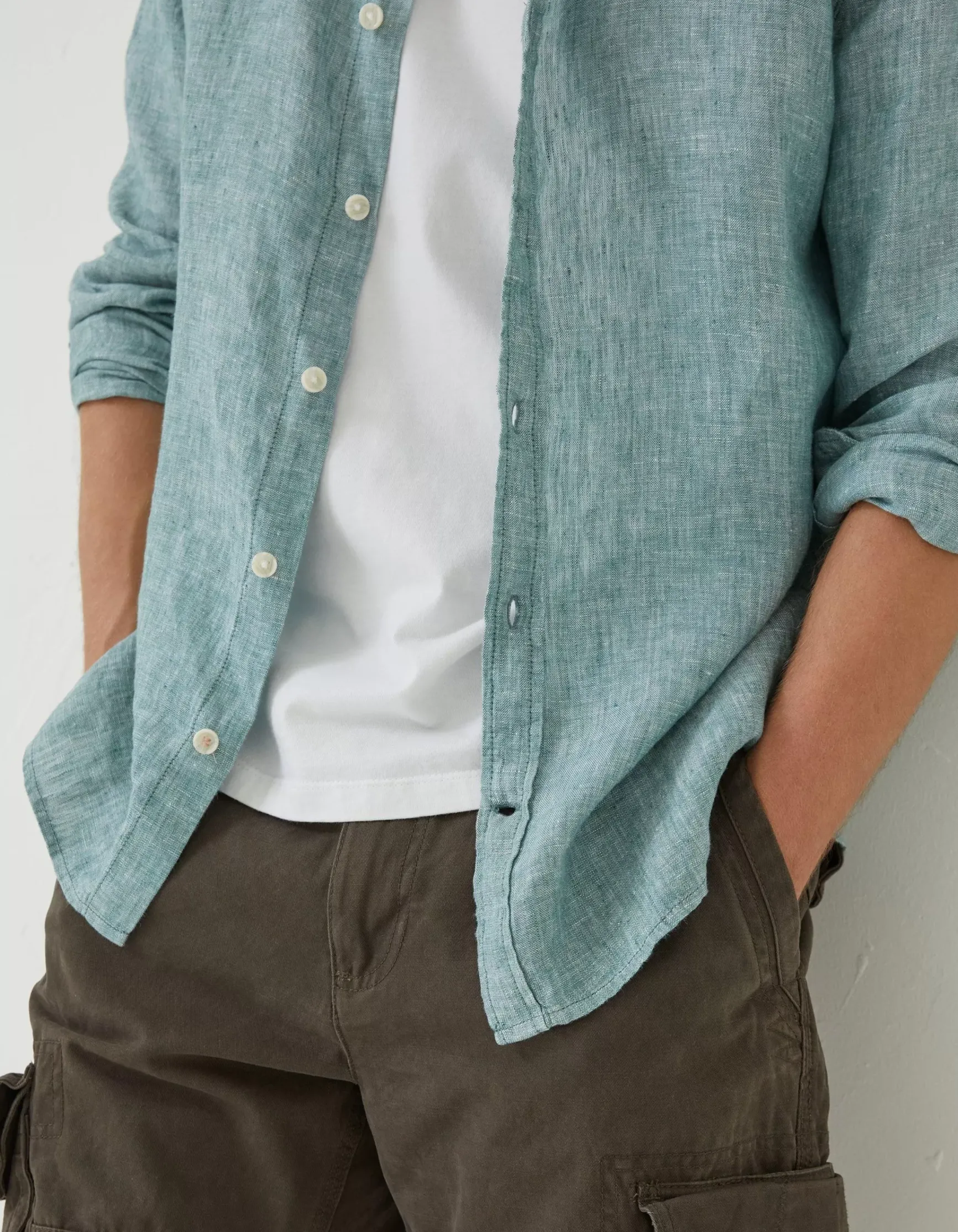 FatFace Plain Linen Shirt|Men Shirts