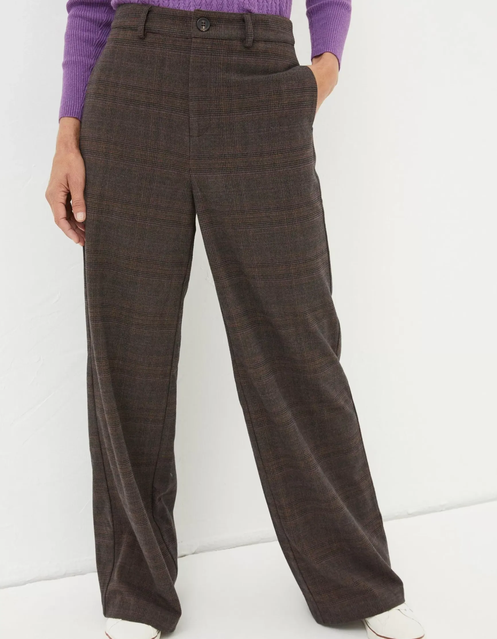 FatFace Presley Check Wide Leg Trousers|Women Trousers & Leggings