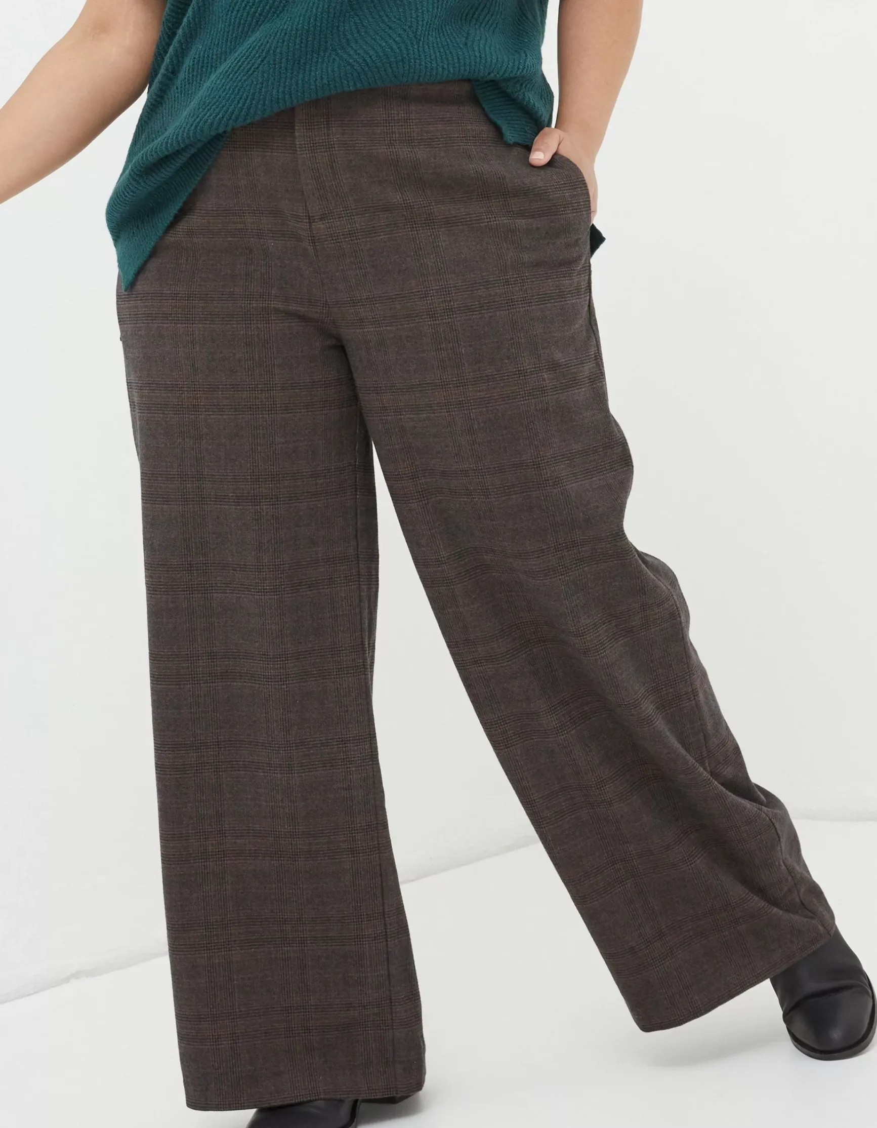 FatFace Presley Check Wide Leg Trousers|Women Trousers & Leggings