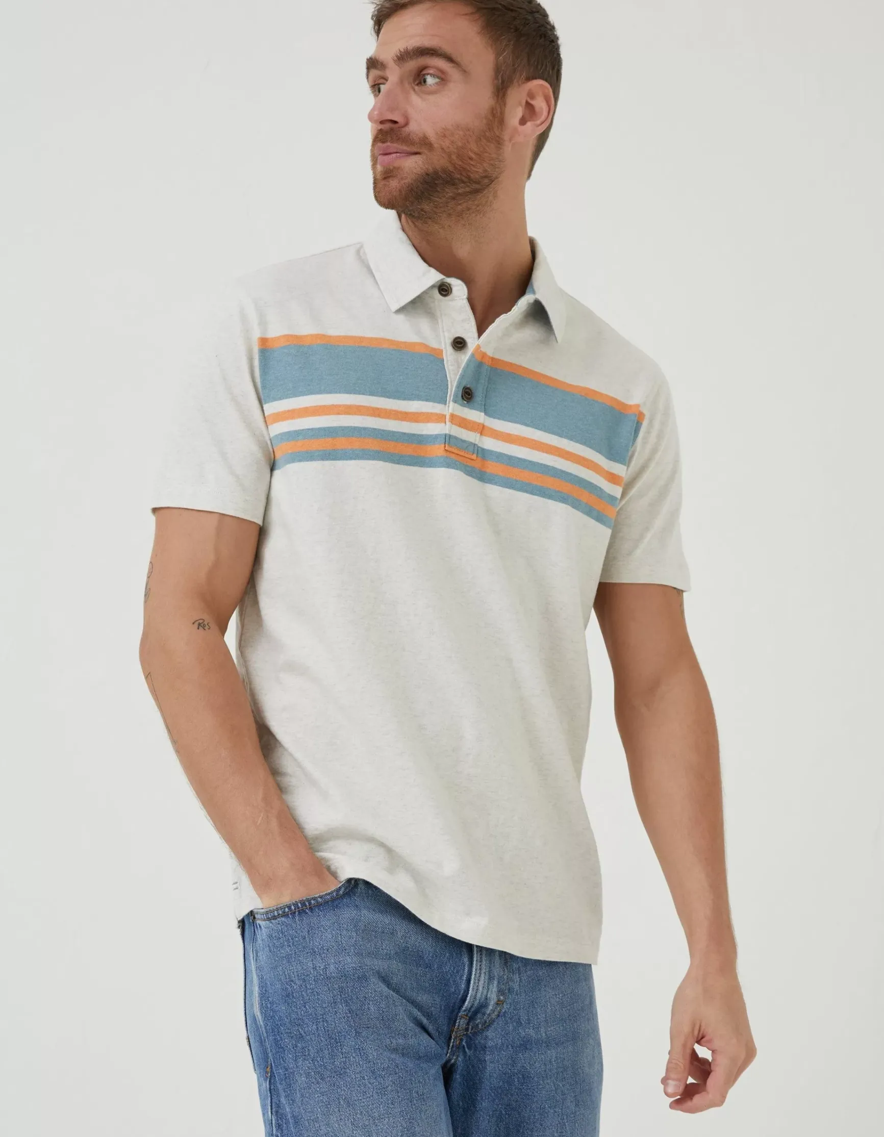 FatFace Purbeck Chest Stripe Polo|Men T-Shirts