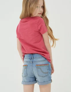 FatFace Rainbow Embroidered Denim Shorts|Girls View All