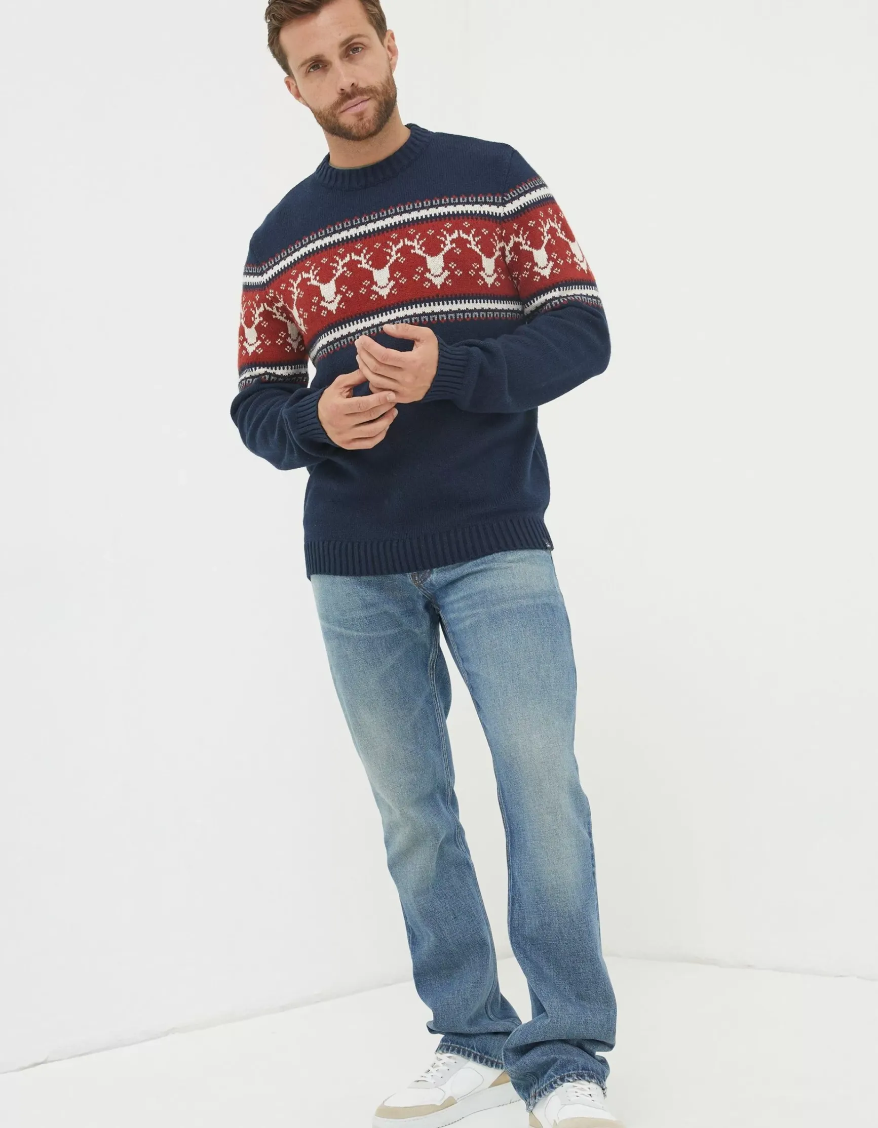 FatFace Reindeer Crew Neck Jumper|Men View All