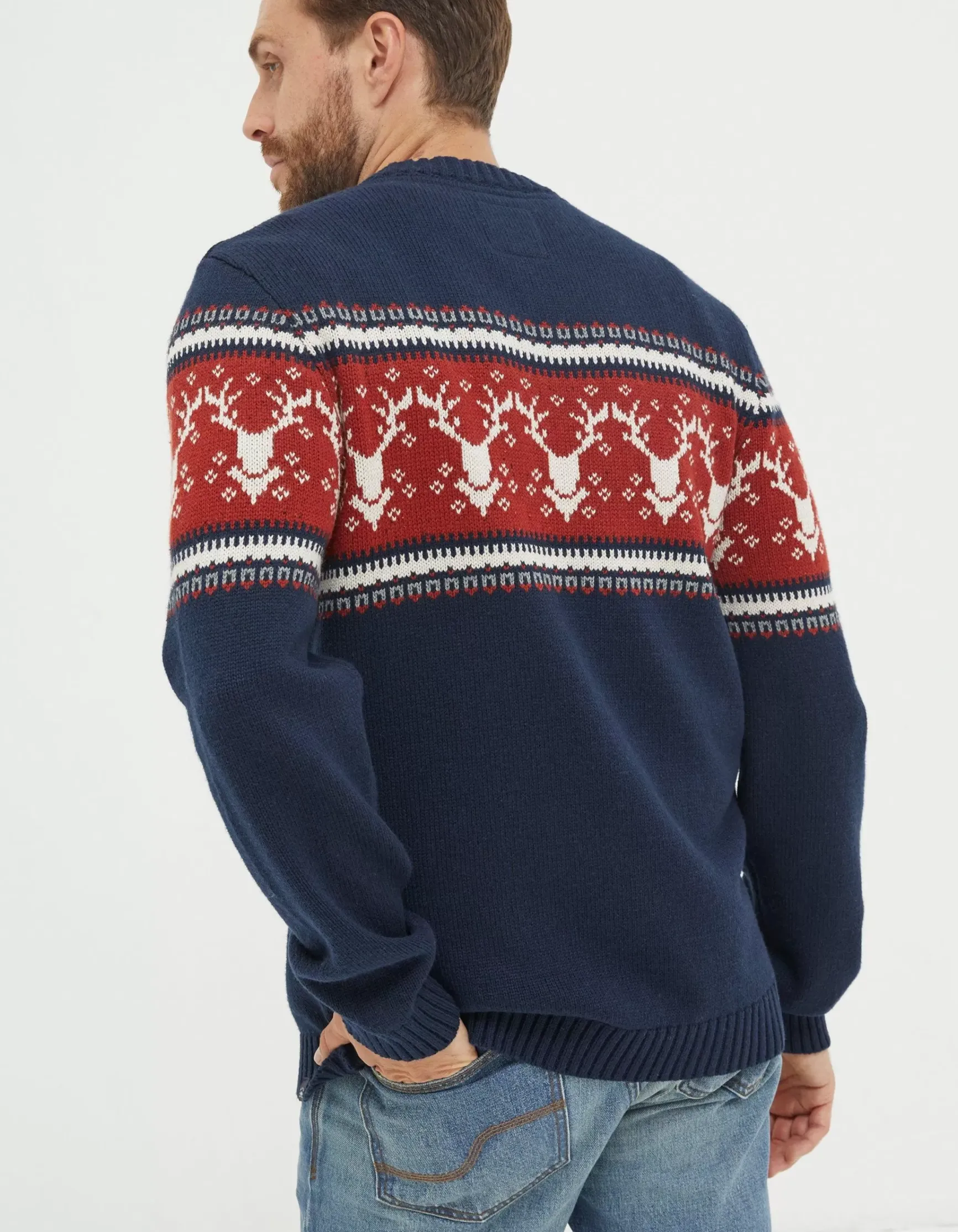 FatFace Reindeer Crew Neck Jumper|Men View All