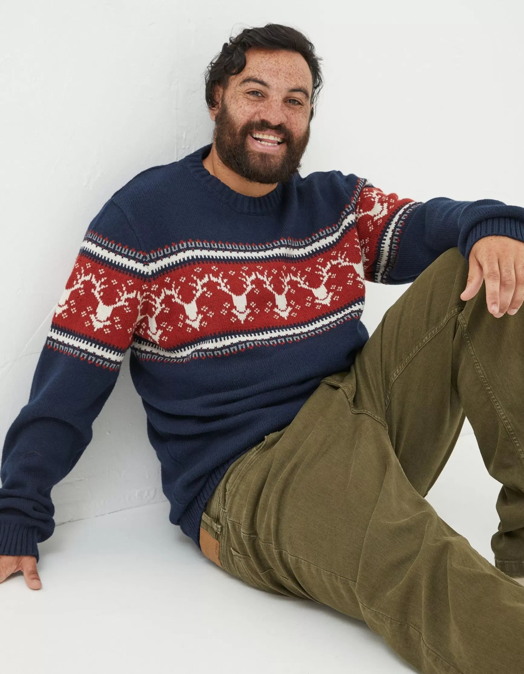 FatFace Reindeer Crew Neck Jumper|Men View All